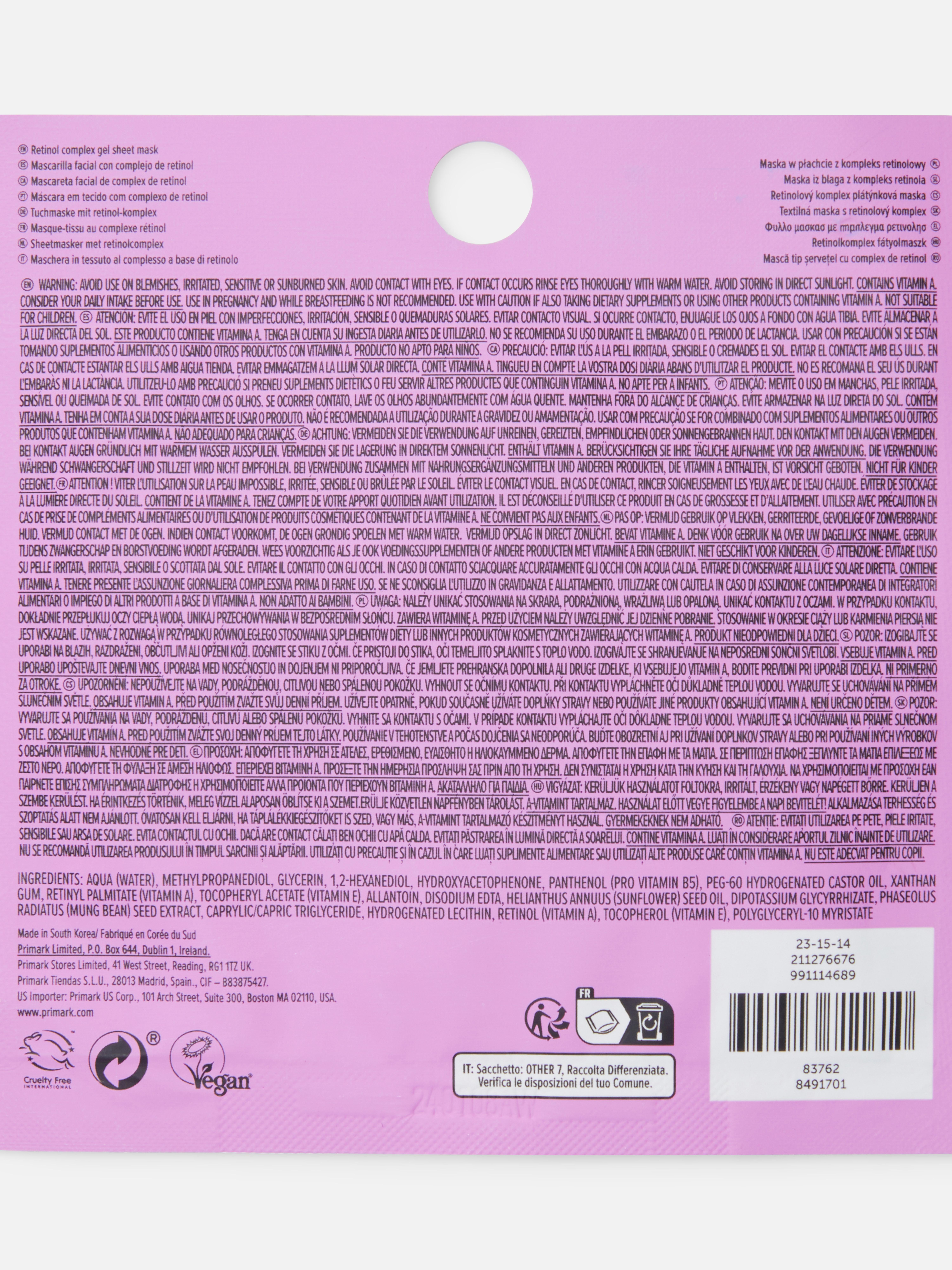 PS... Skin Retinol Gel Sheet Mask