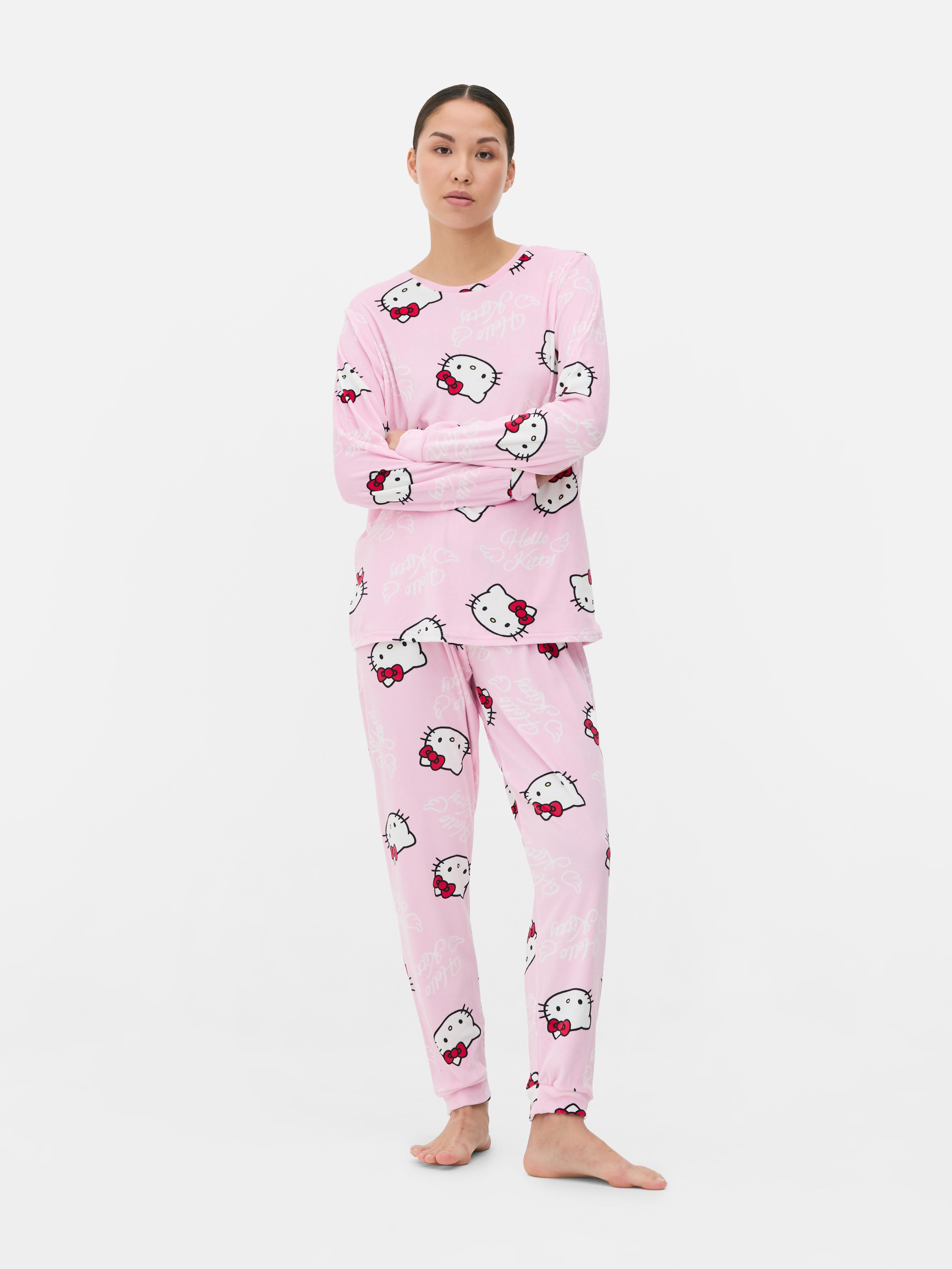 Womens Pink Hello Kitty Velour Pyjamas Primark