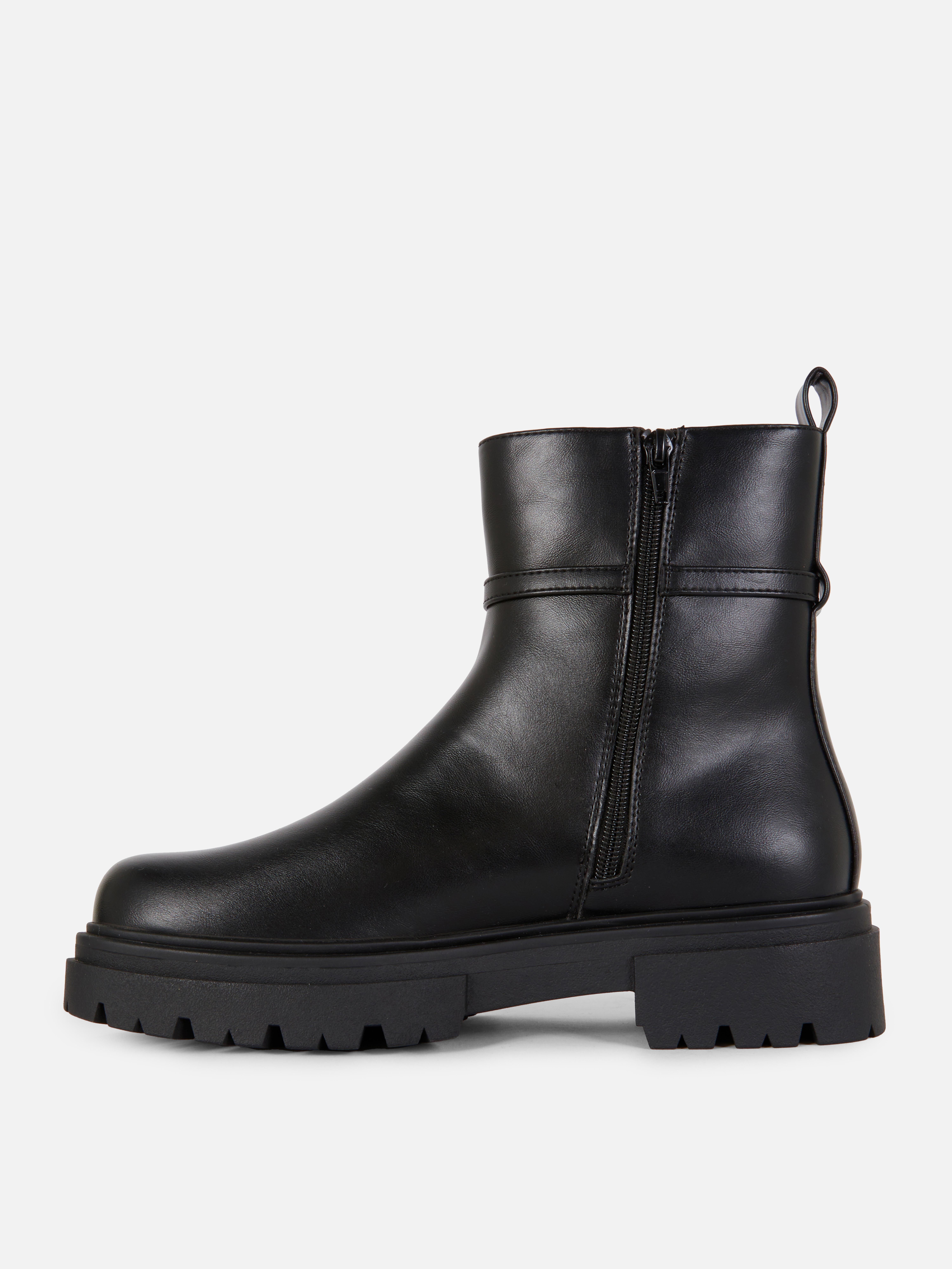 Womens Black Buckle Detail Ankle Boots Primark