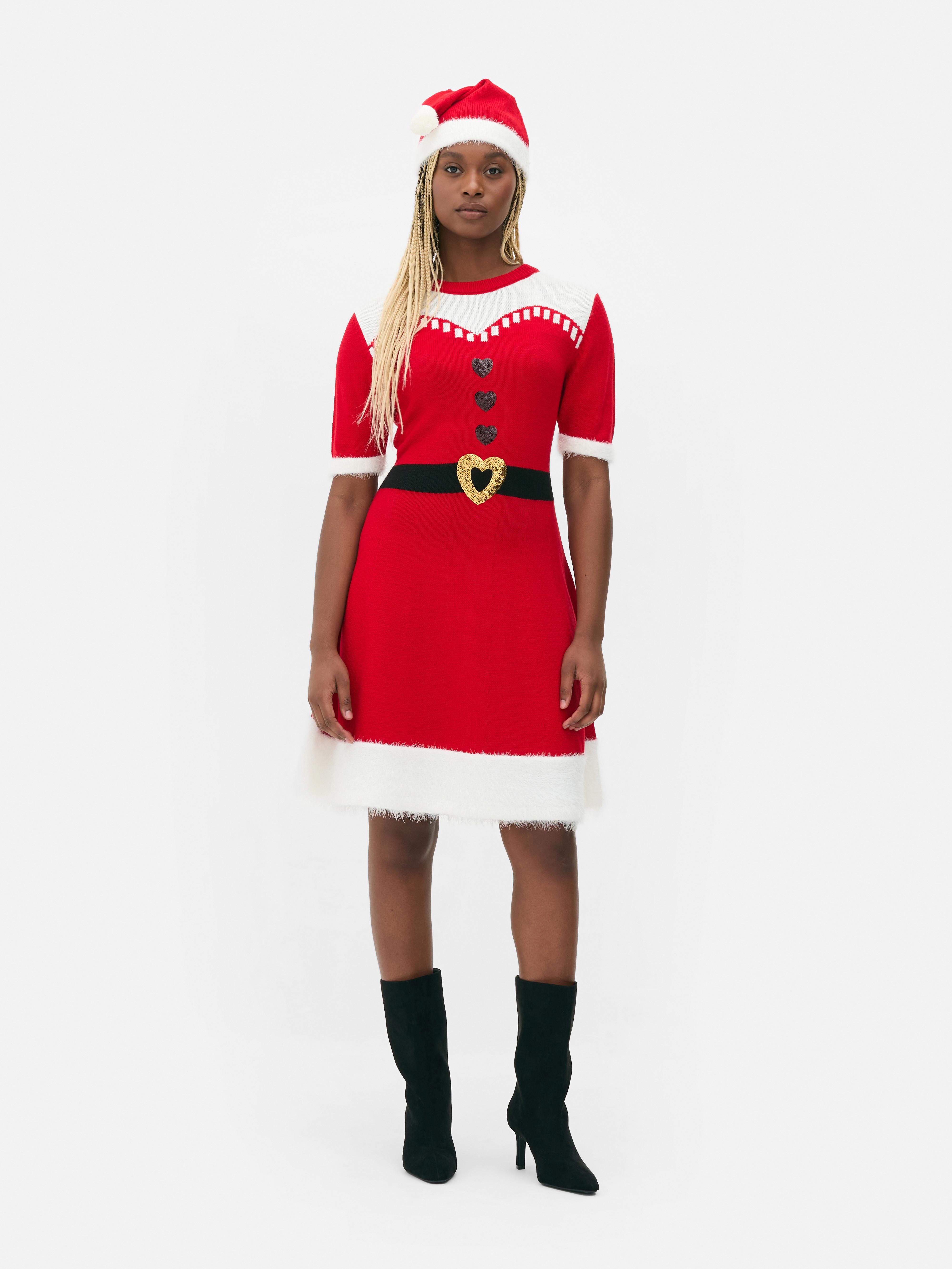 Women s Red Christmas Santa Jumper Dress Penneys