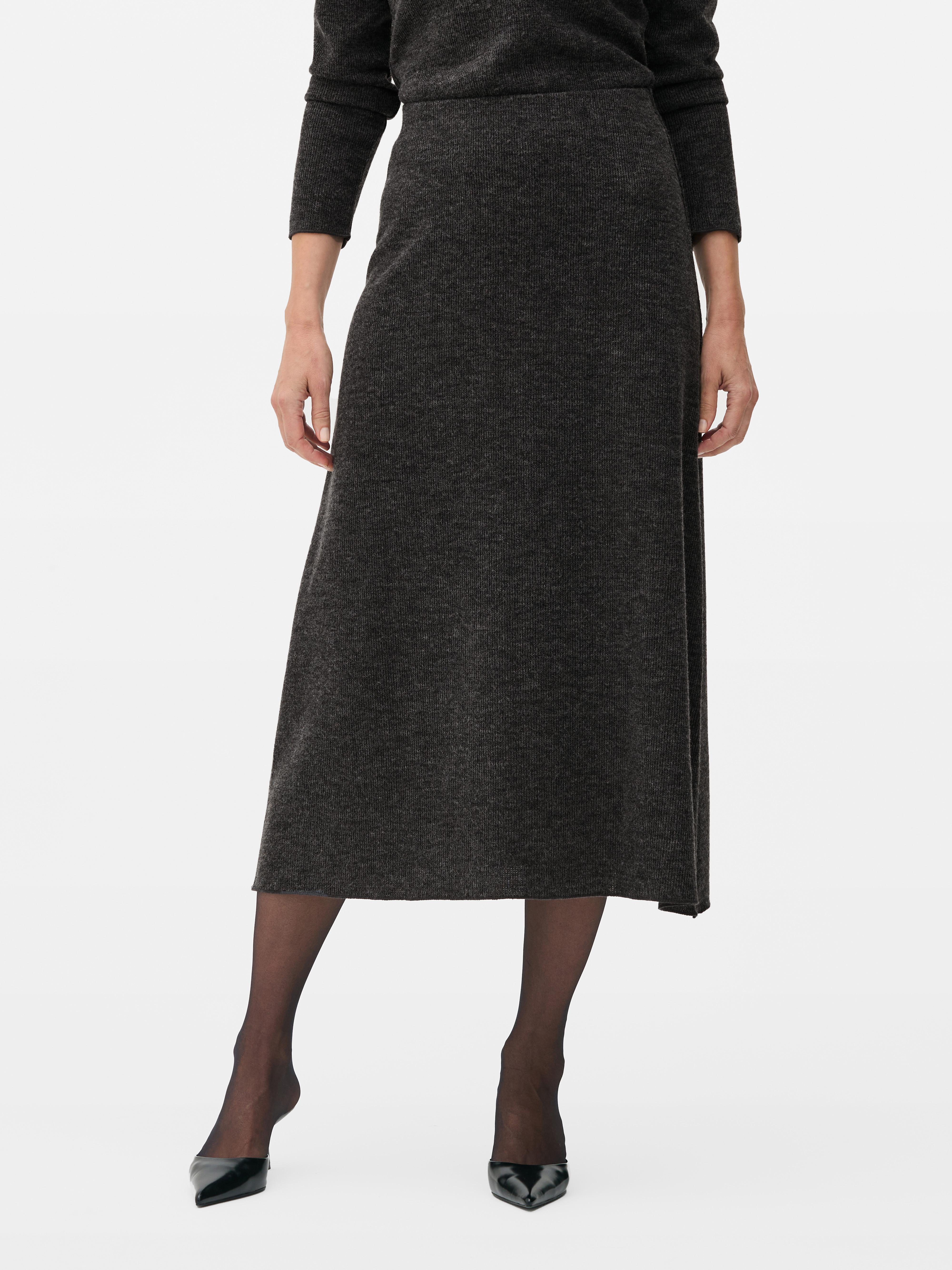 Women s Charcoal Ribbed Midi Skirt Primark