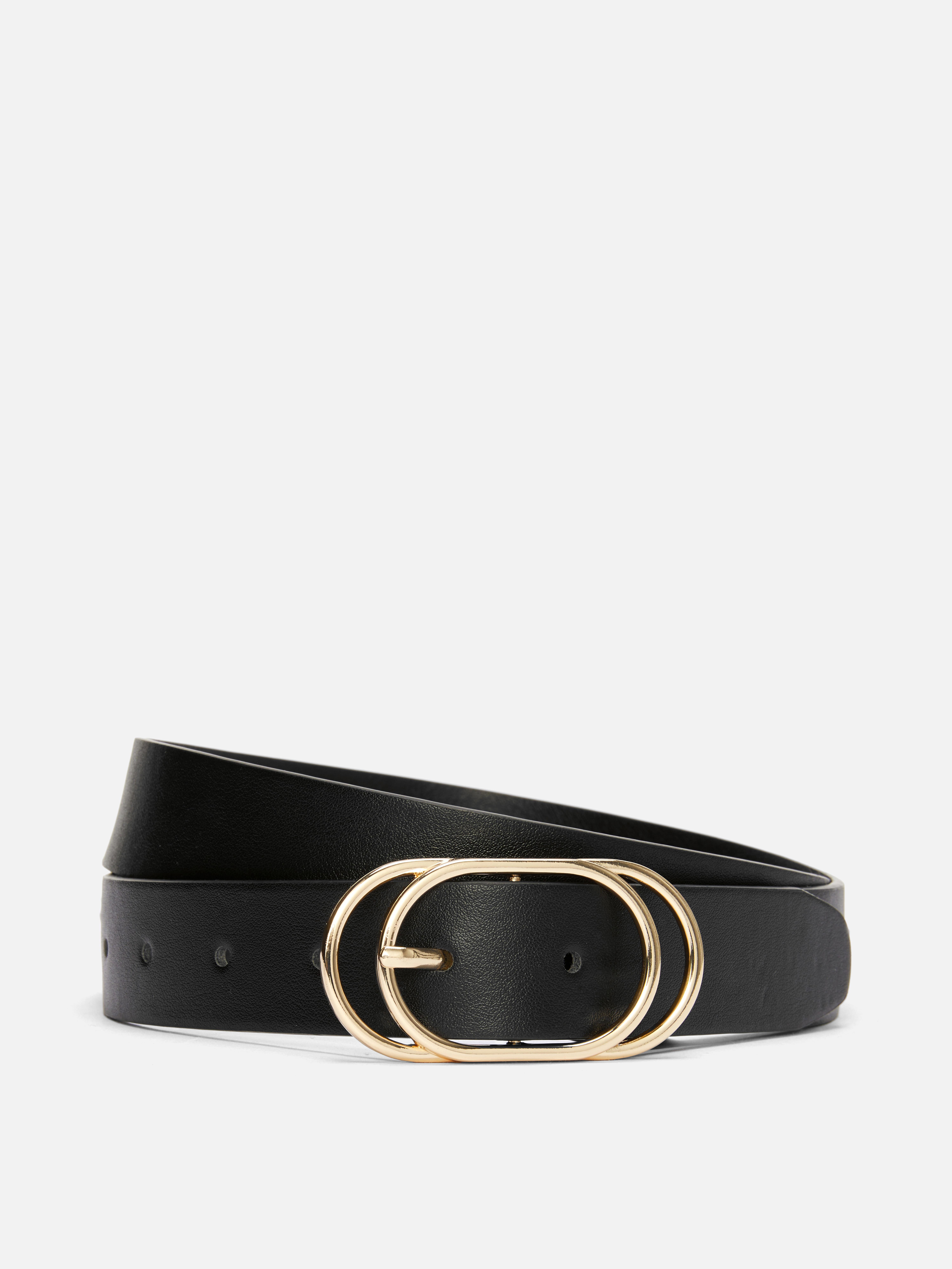 Women s Black Double Buckle Belt Primark