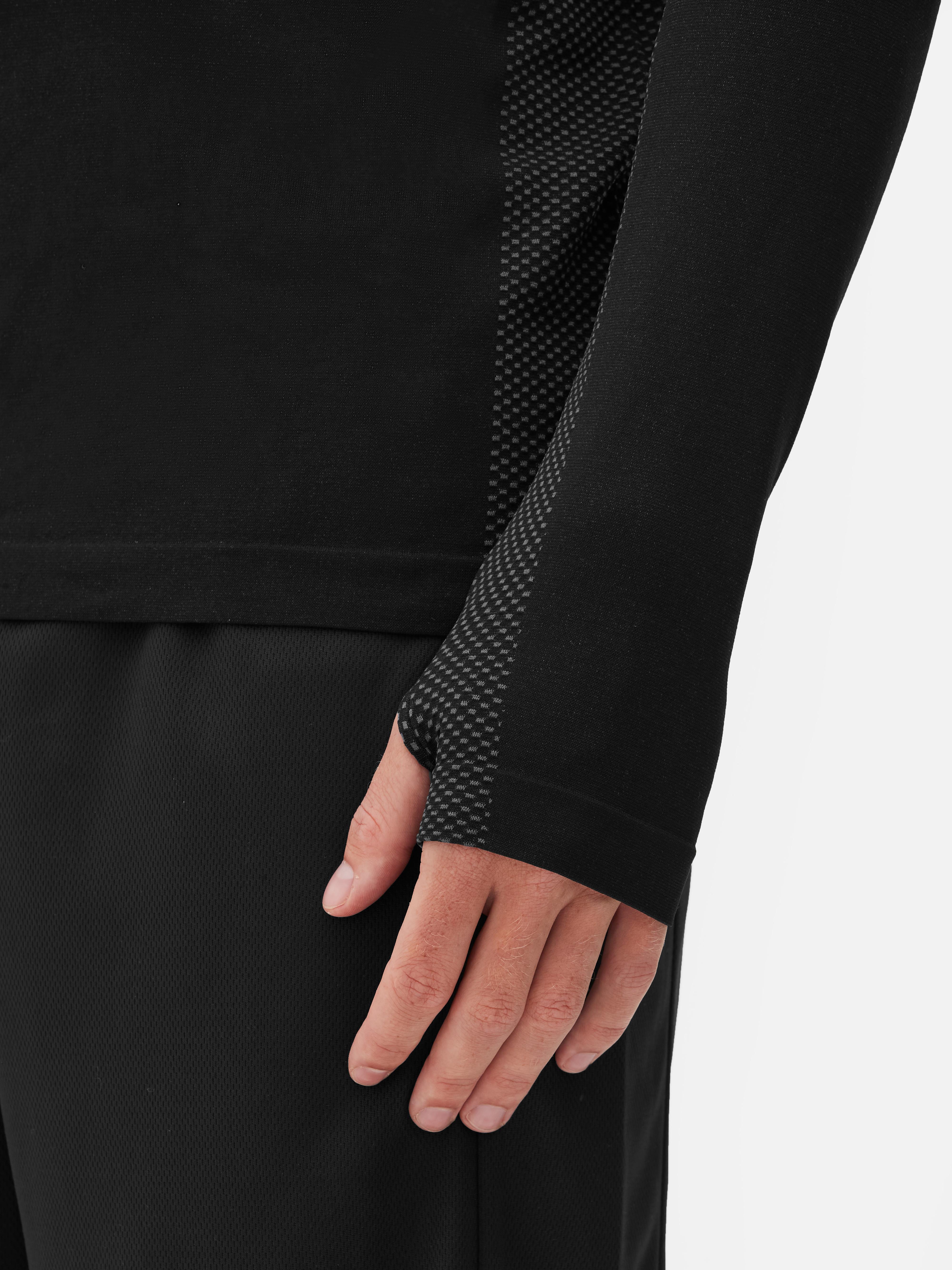Men's Black Quarter-Zip Long Sleeve Gym Top | Primark