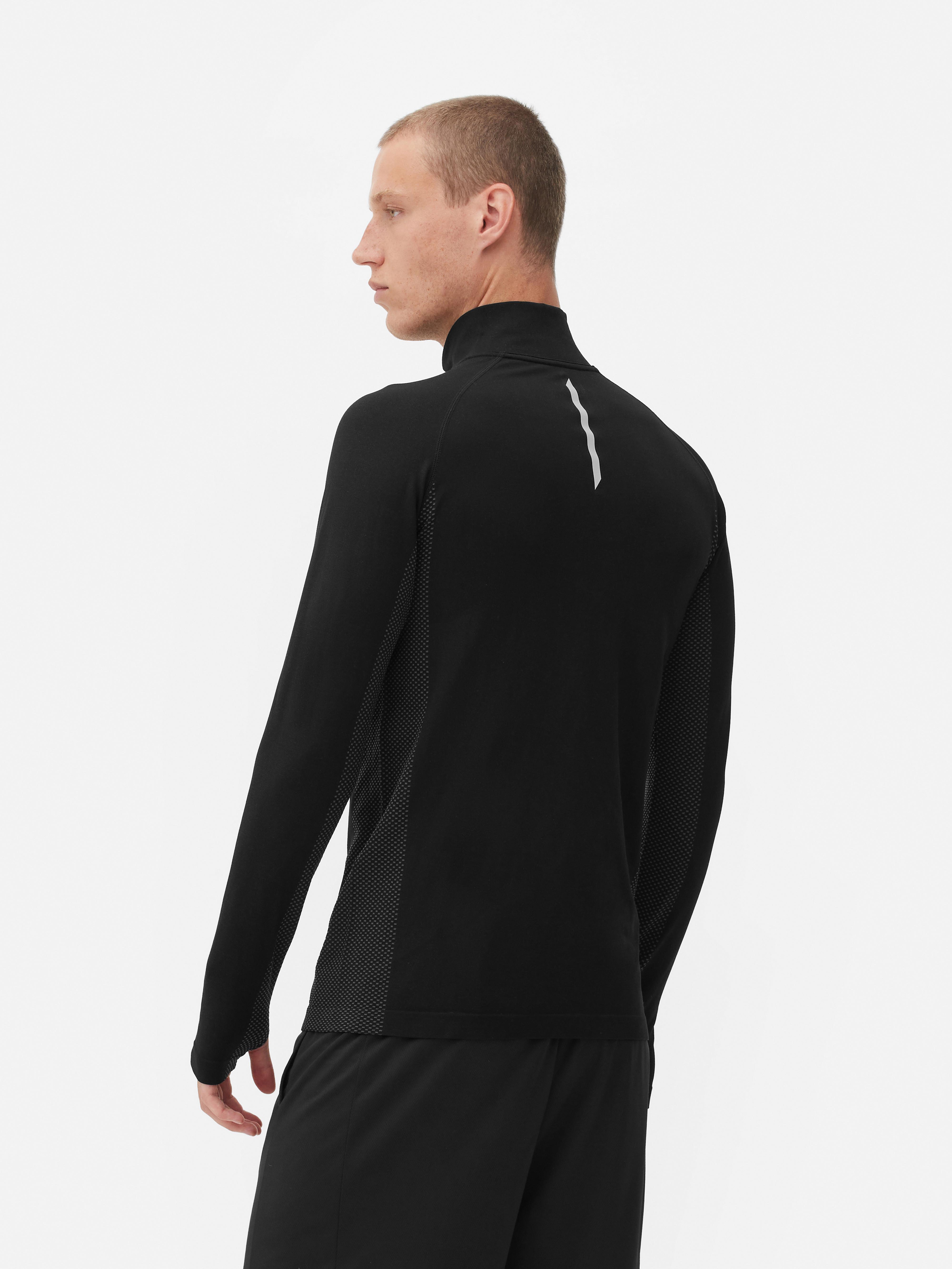 Men's Black Quarter-Zip Long Sleeve Gym Top | Primark