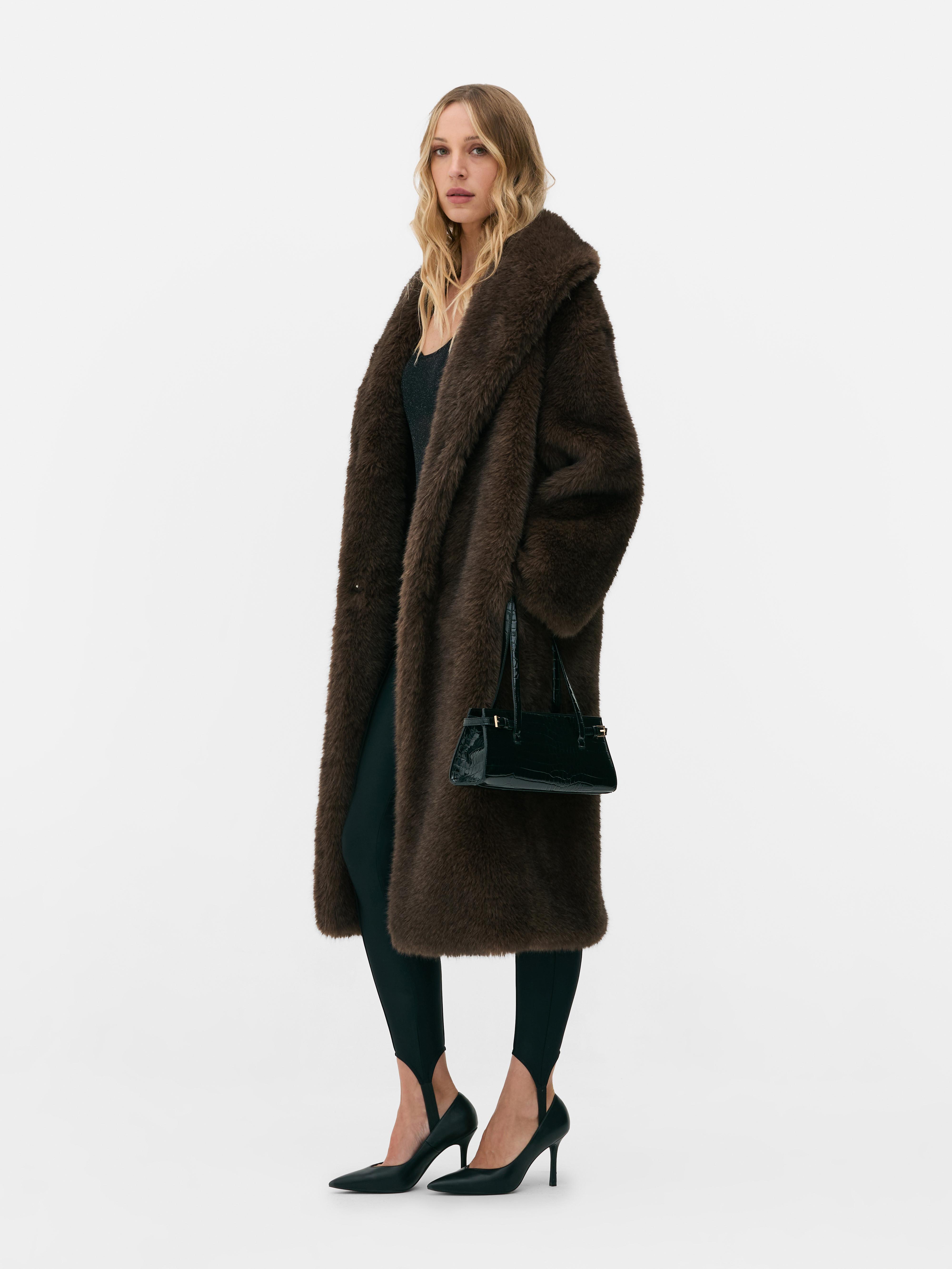 Primark black faux fur coat hotsell