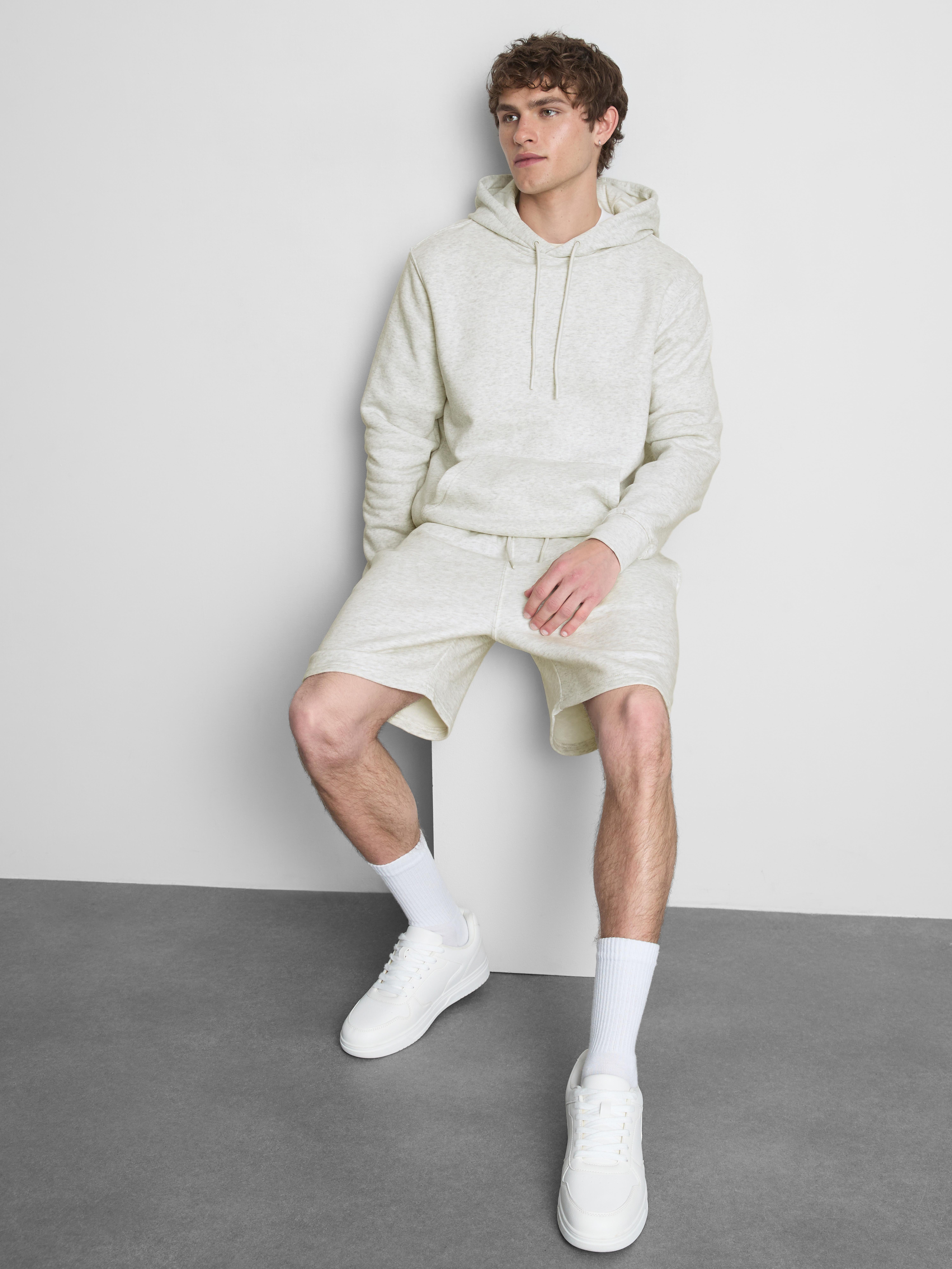Hoodie van katoenmix Gemêleerd grijs