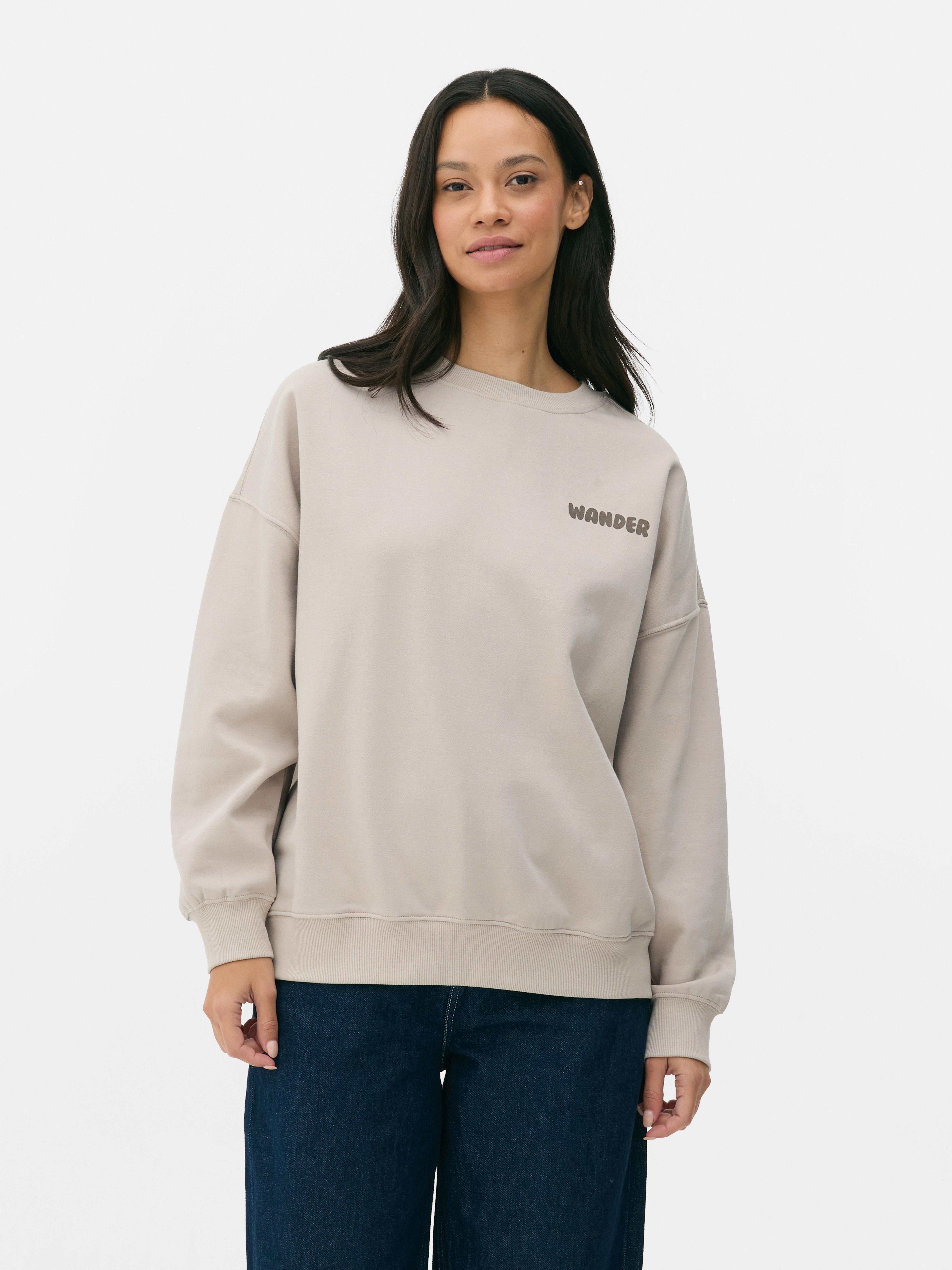 Womens Cream Graphic Oversized Sweatshirt Primark