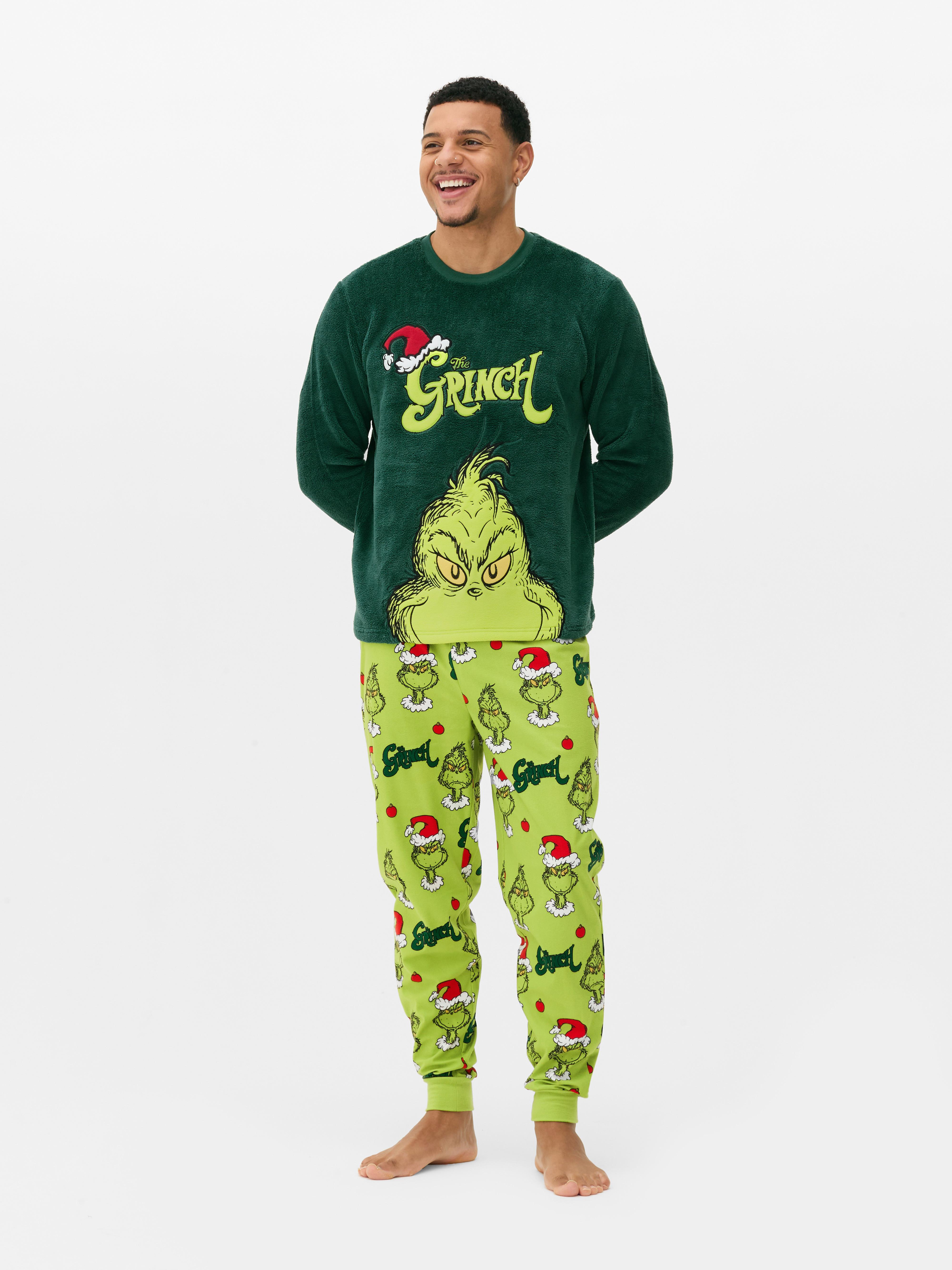 Mens Green Men s The Grinch Fleece Family Pyjamas Primark