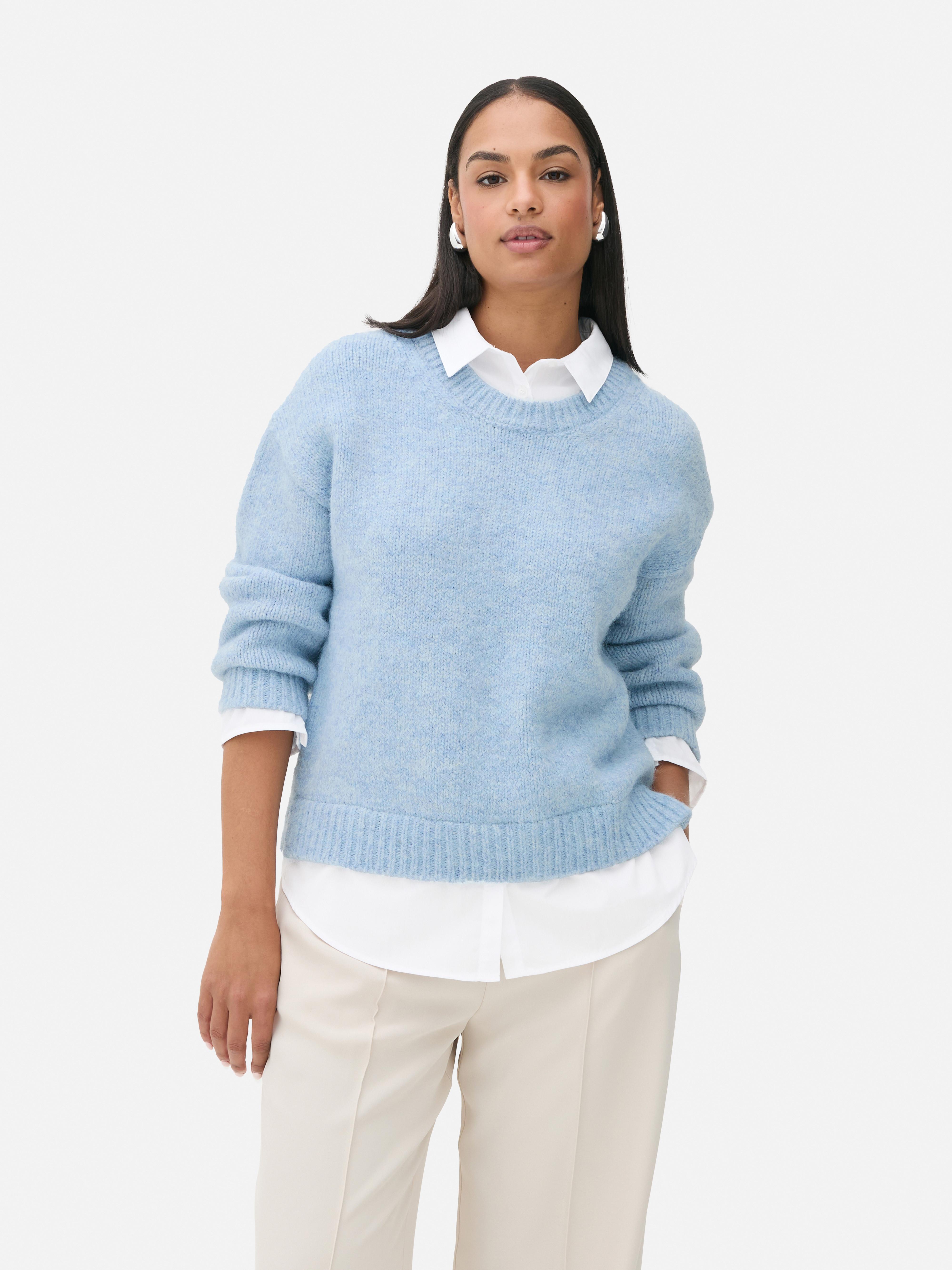 Women s Blue 2 in 1 Sweater Shirt Primark