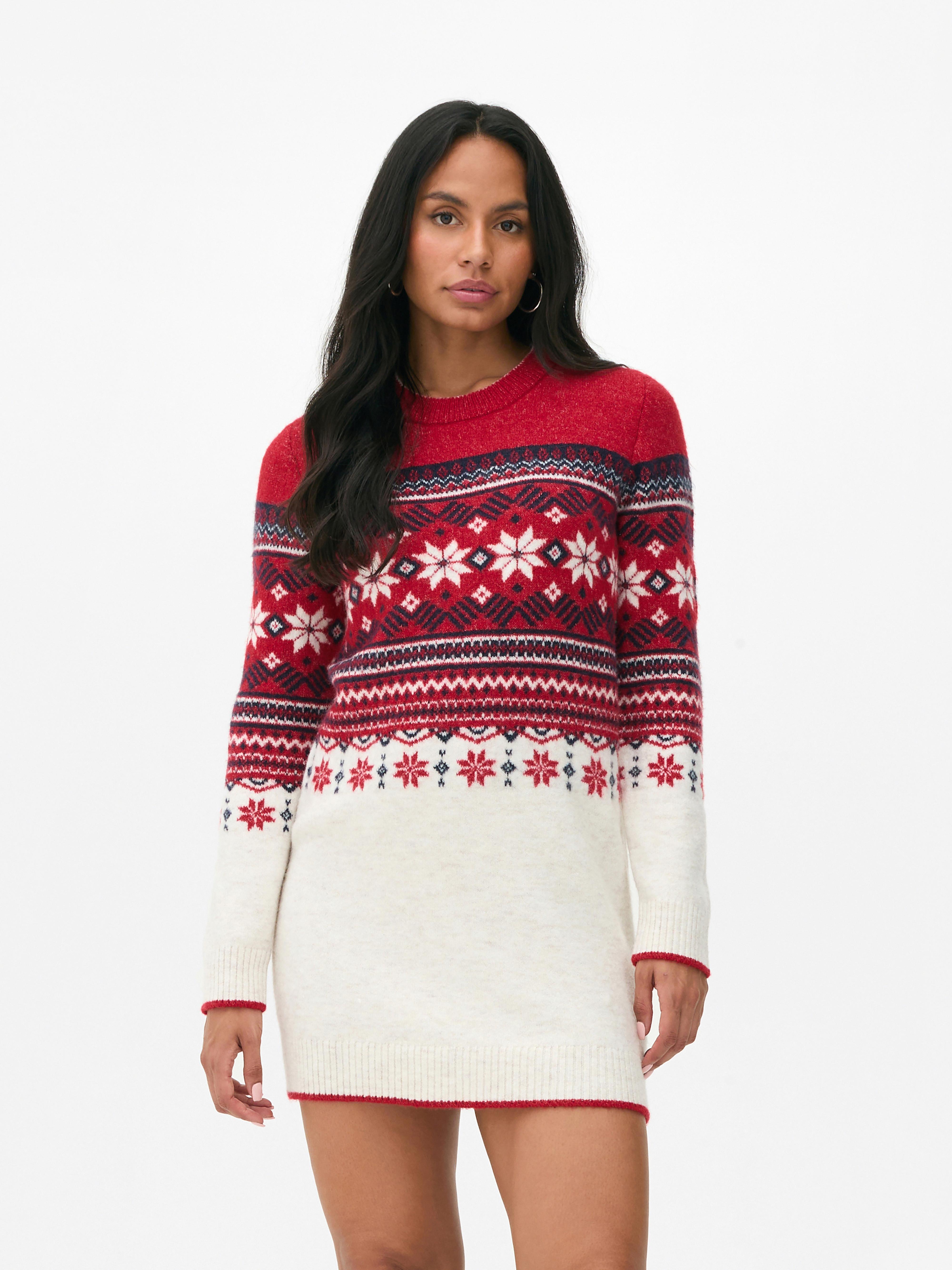 Women s Red Fair Isle Jumper Dress Penneys