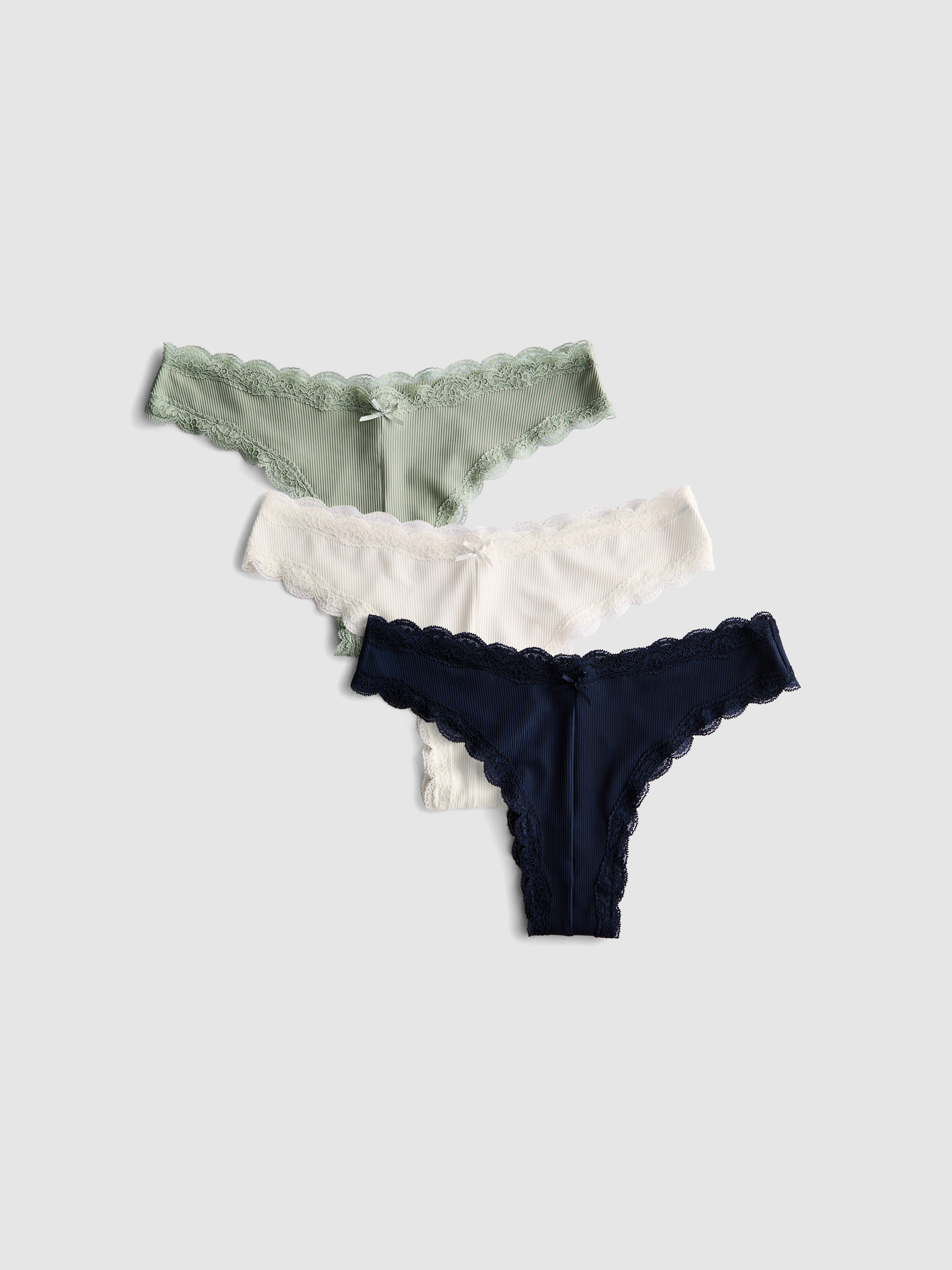 3pk Ribbed Brazilian Briefs Green