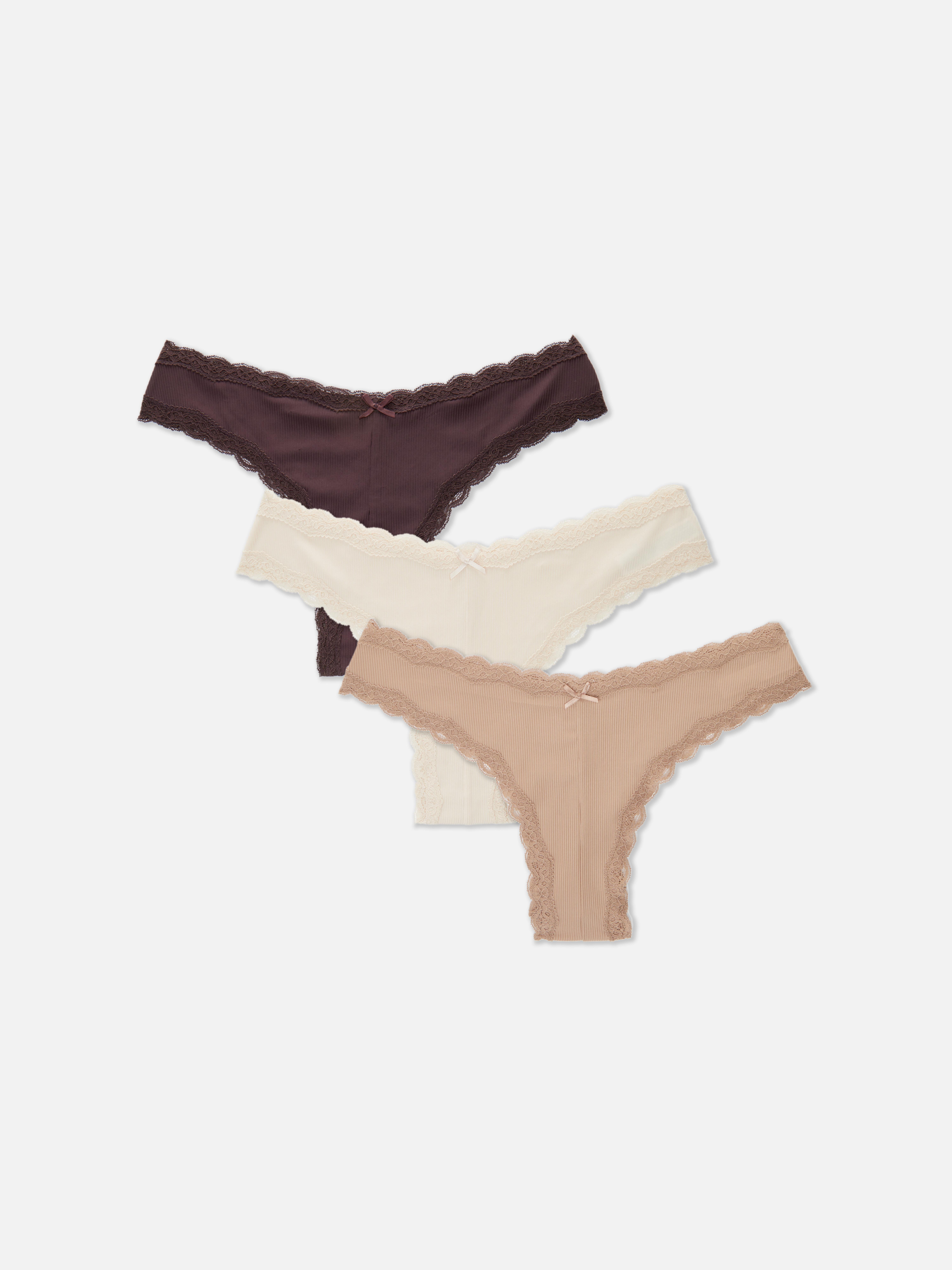 Pack de 3 braguitas brasileñas acanaladas