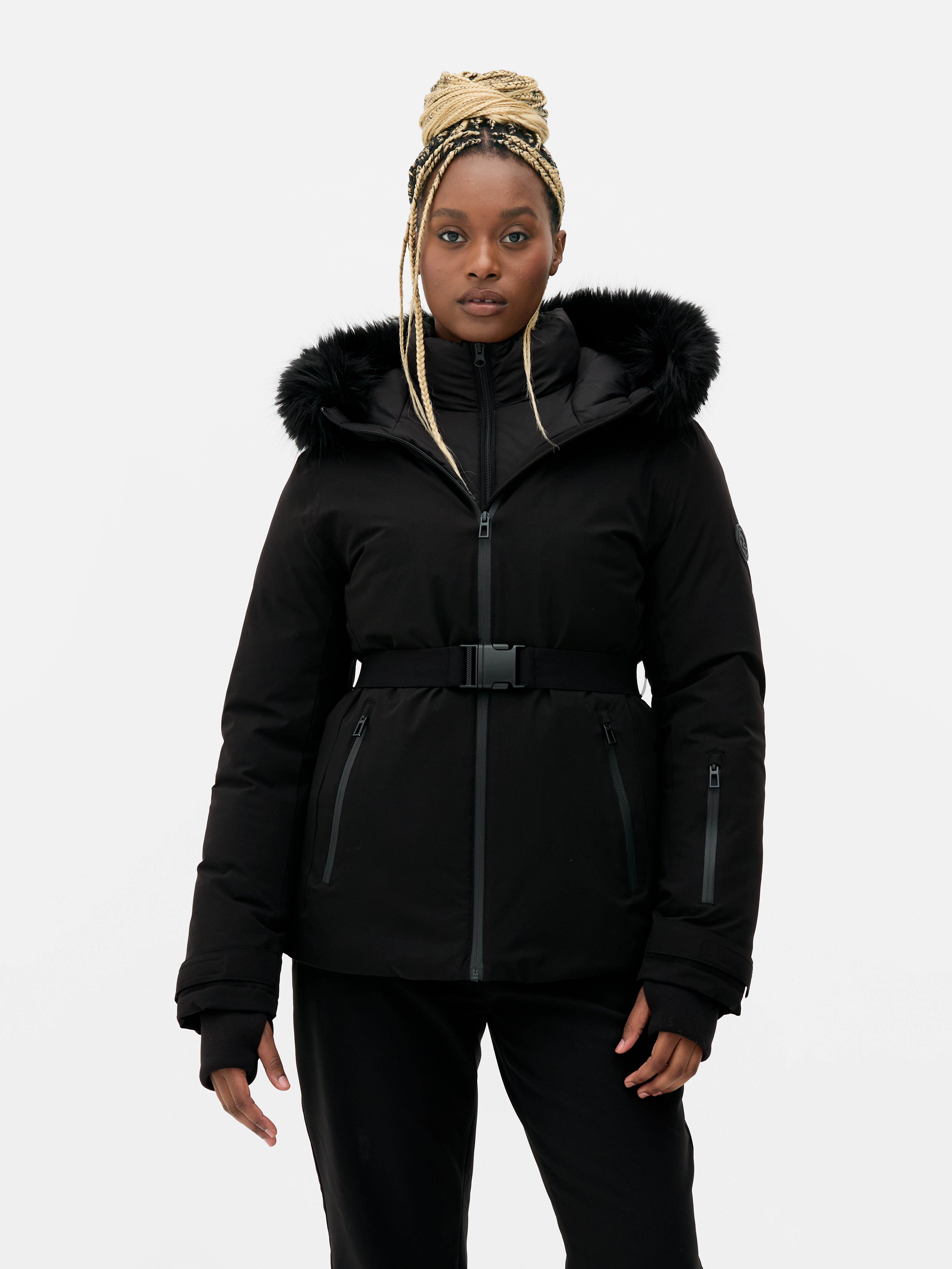 Womens Black Belted Puffer Coat Primark