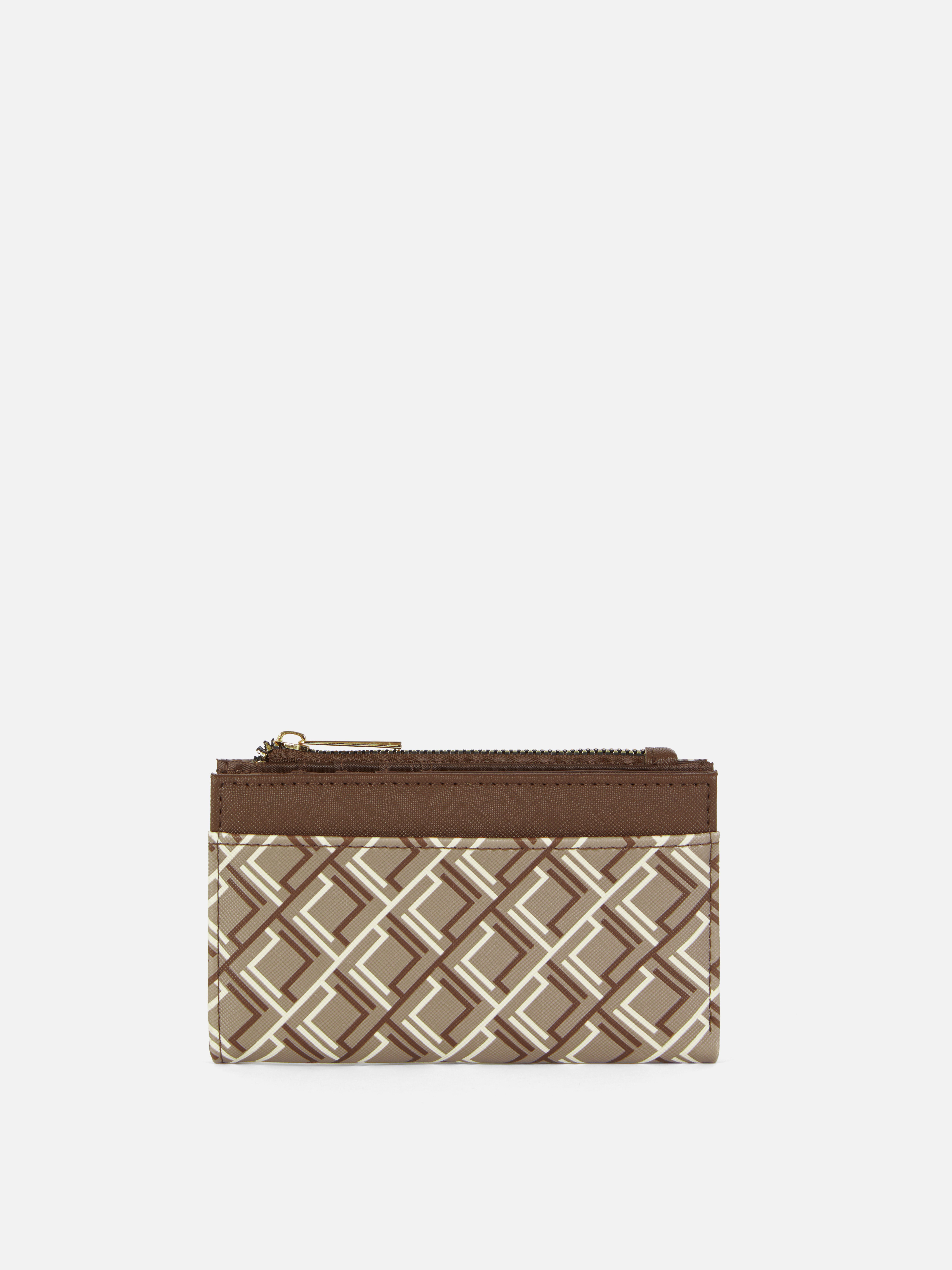 Womens Chocolate Monogram Zip Purse Primark