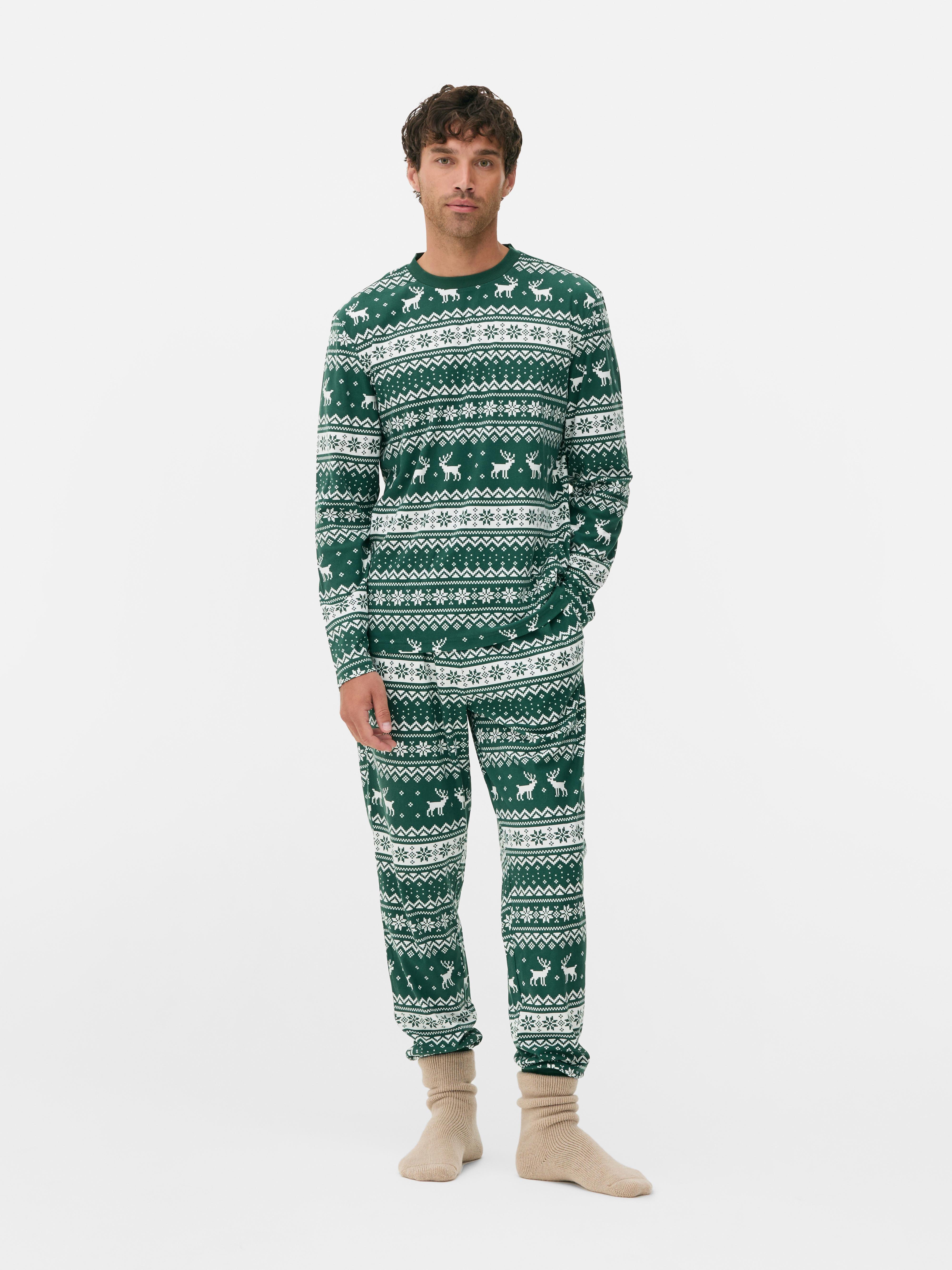 Mens Womens Unisex Green Unisex Fair Isle Christmas Family Pyjamas Primark