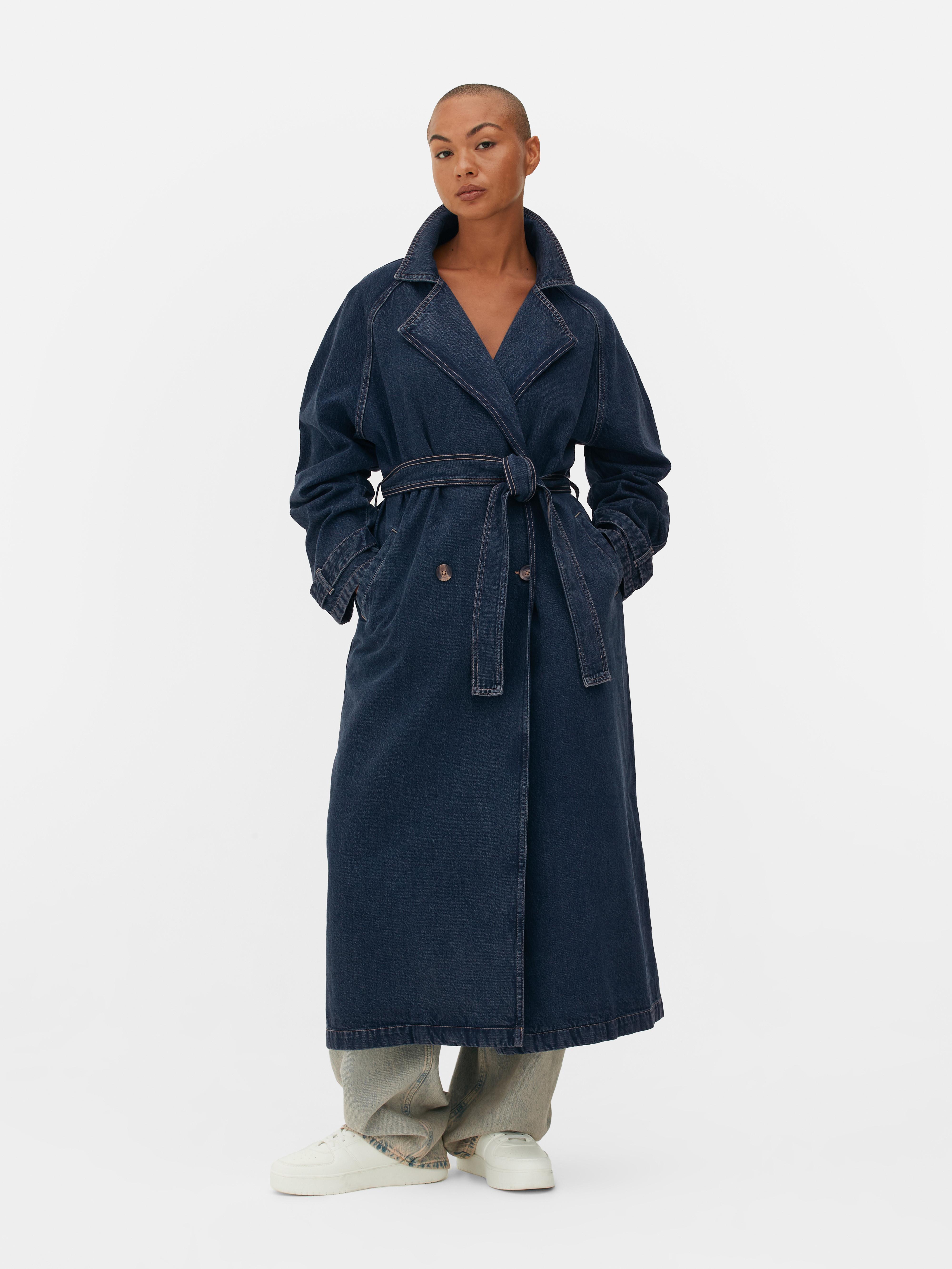 Womens Indigo Denim Maxi Trench Coat Primark