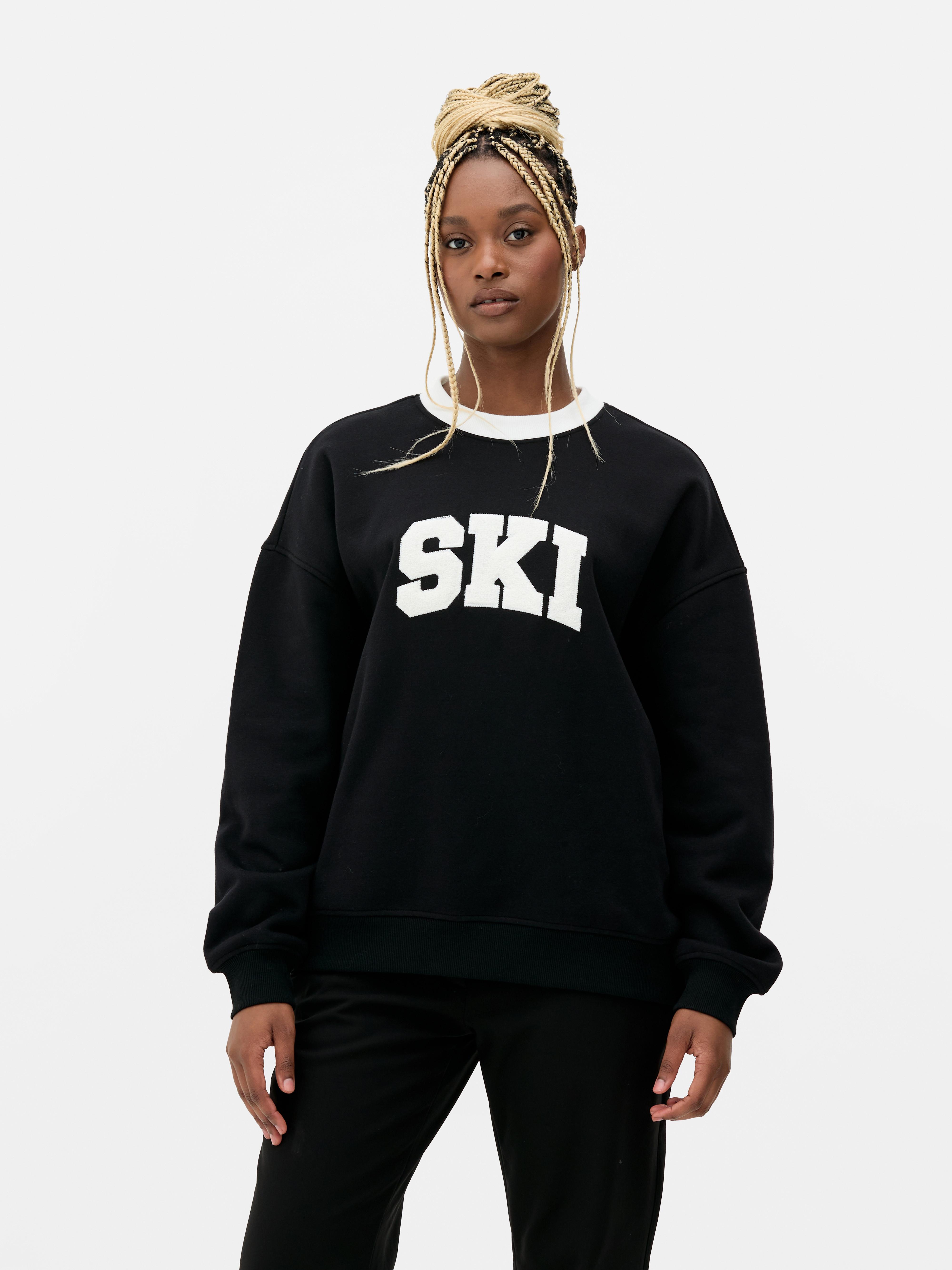 Womens Black Apres Ski Applique Sweatshirt Primark