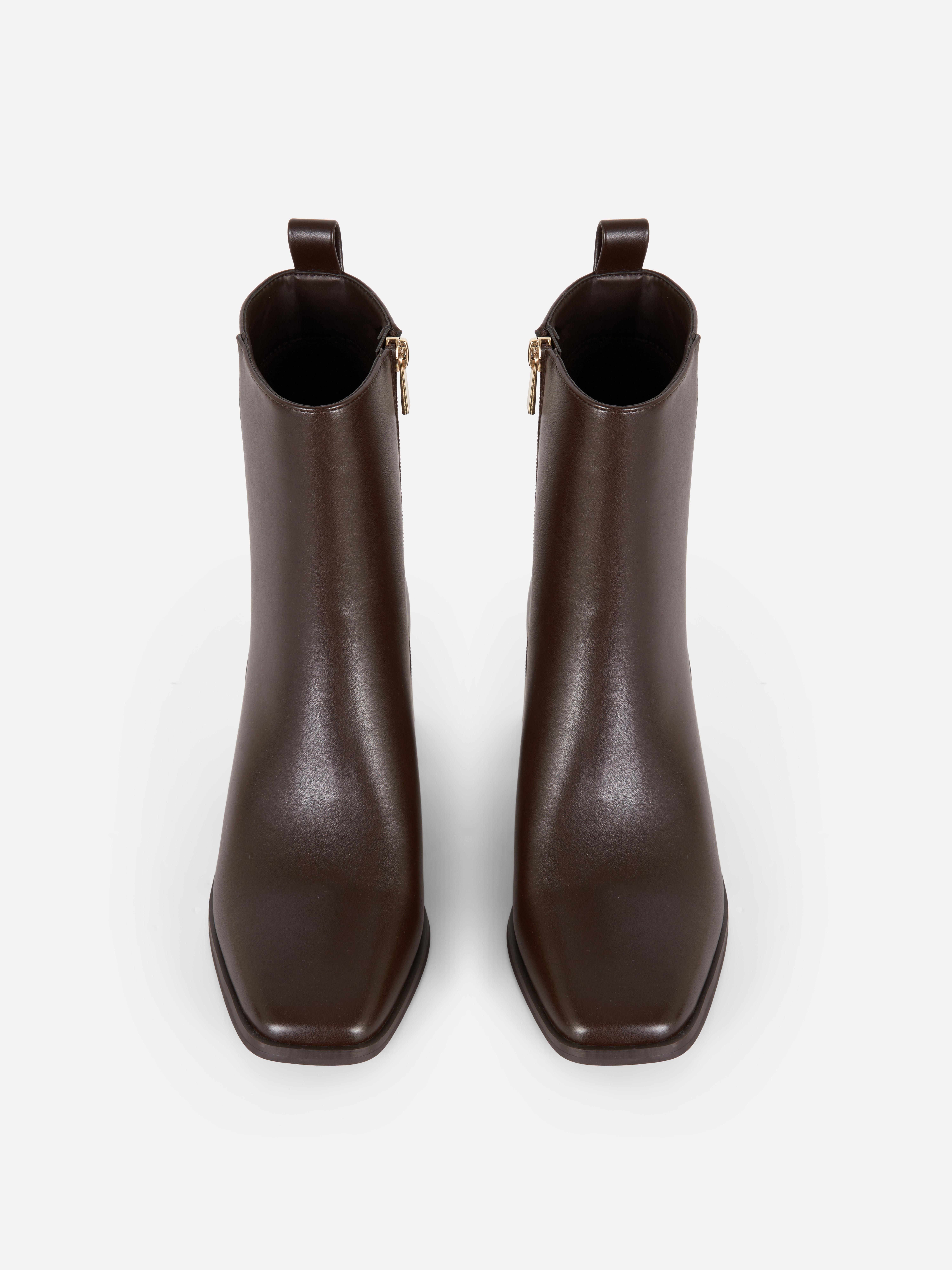 Women's Chocolate Cupped Heel Ankle Boots Primark