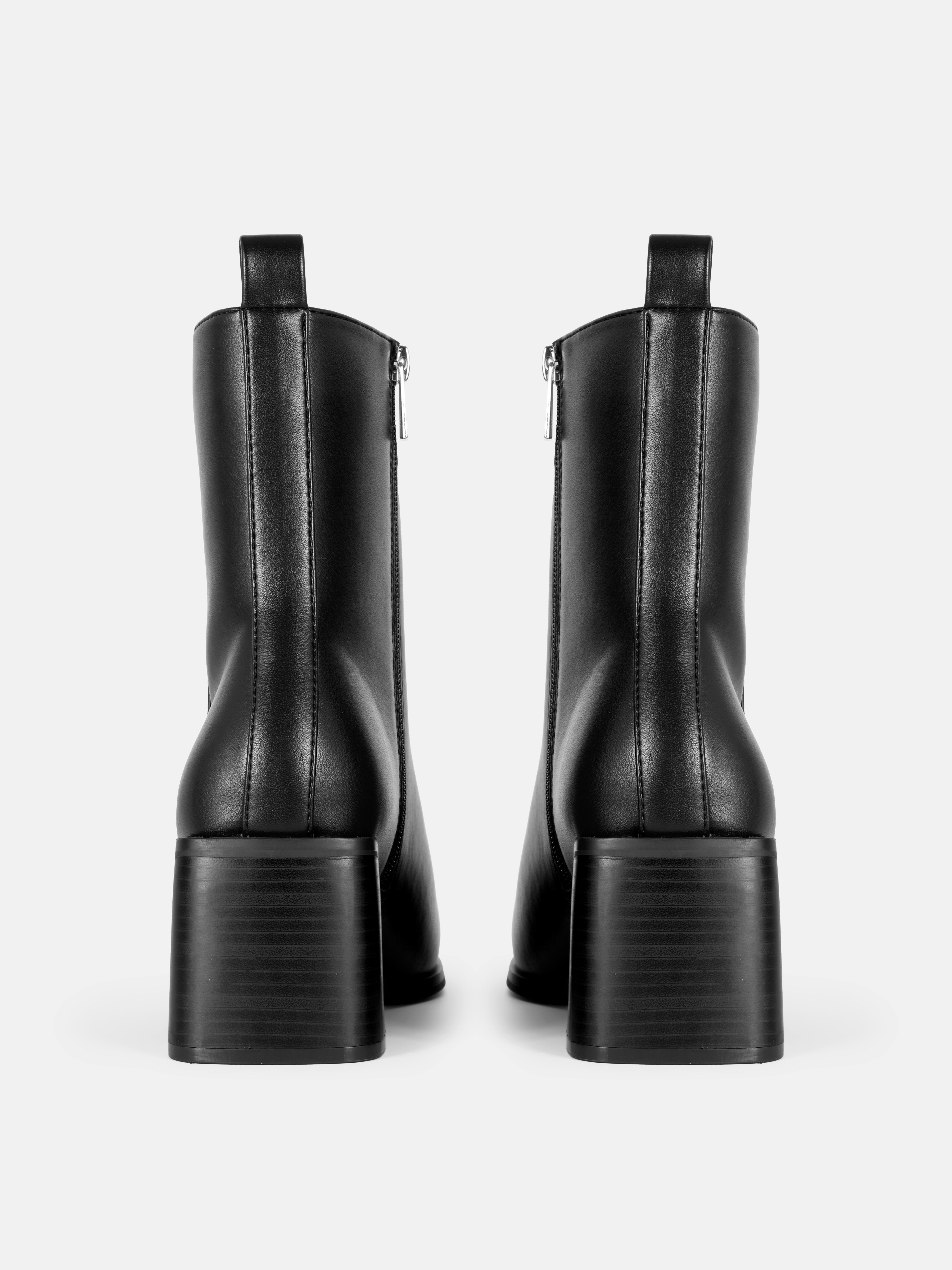 Women's Black Cupped Heel Ankle Boots Primark