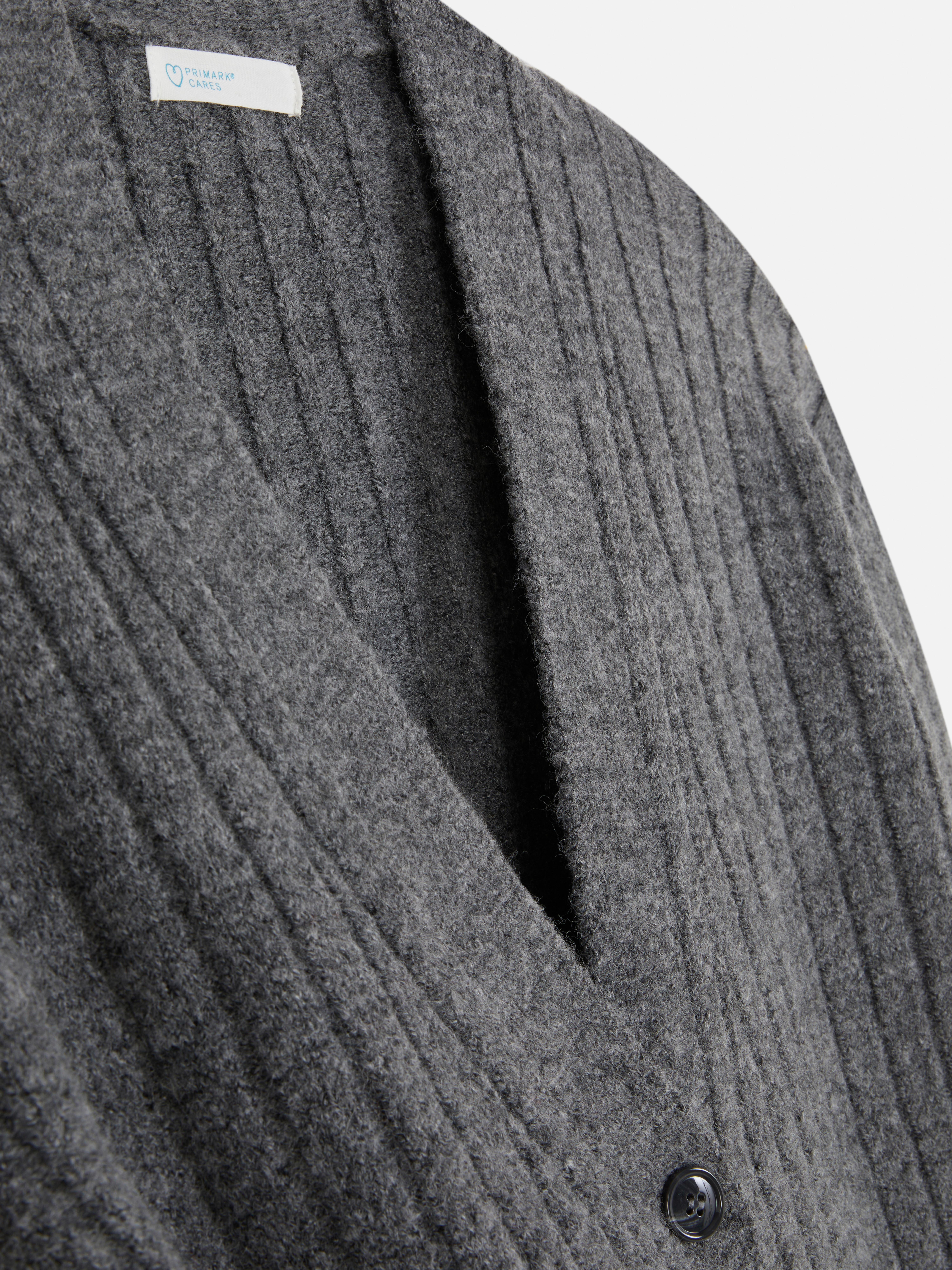 Womens Charcoal Longline Ribbed Cardigan Primark