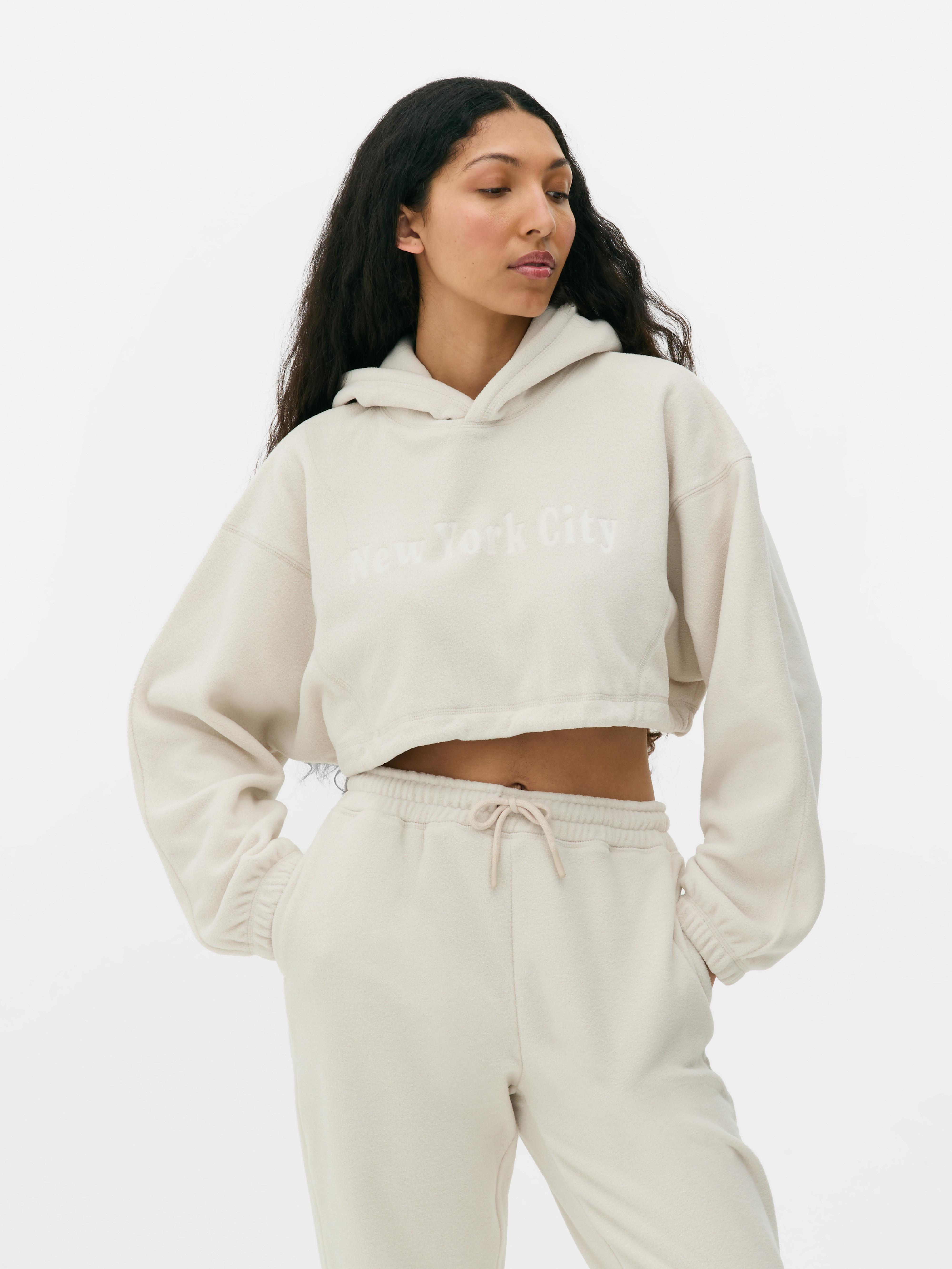 Womens Natural Co ord Cropped Fleece Hoodie Primark