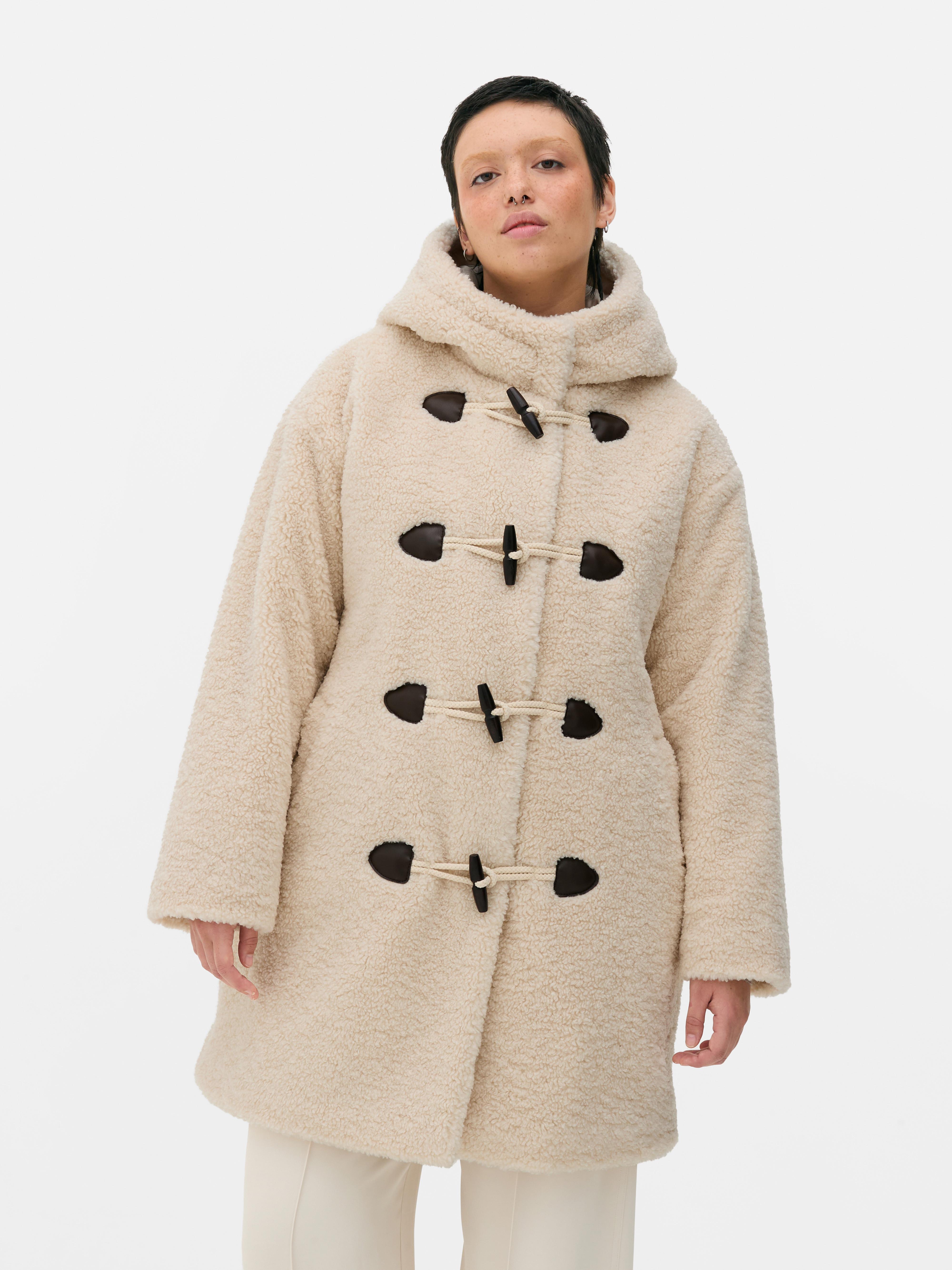 Cream duffle coat with hood on sale