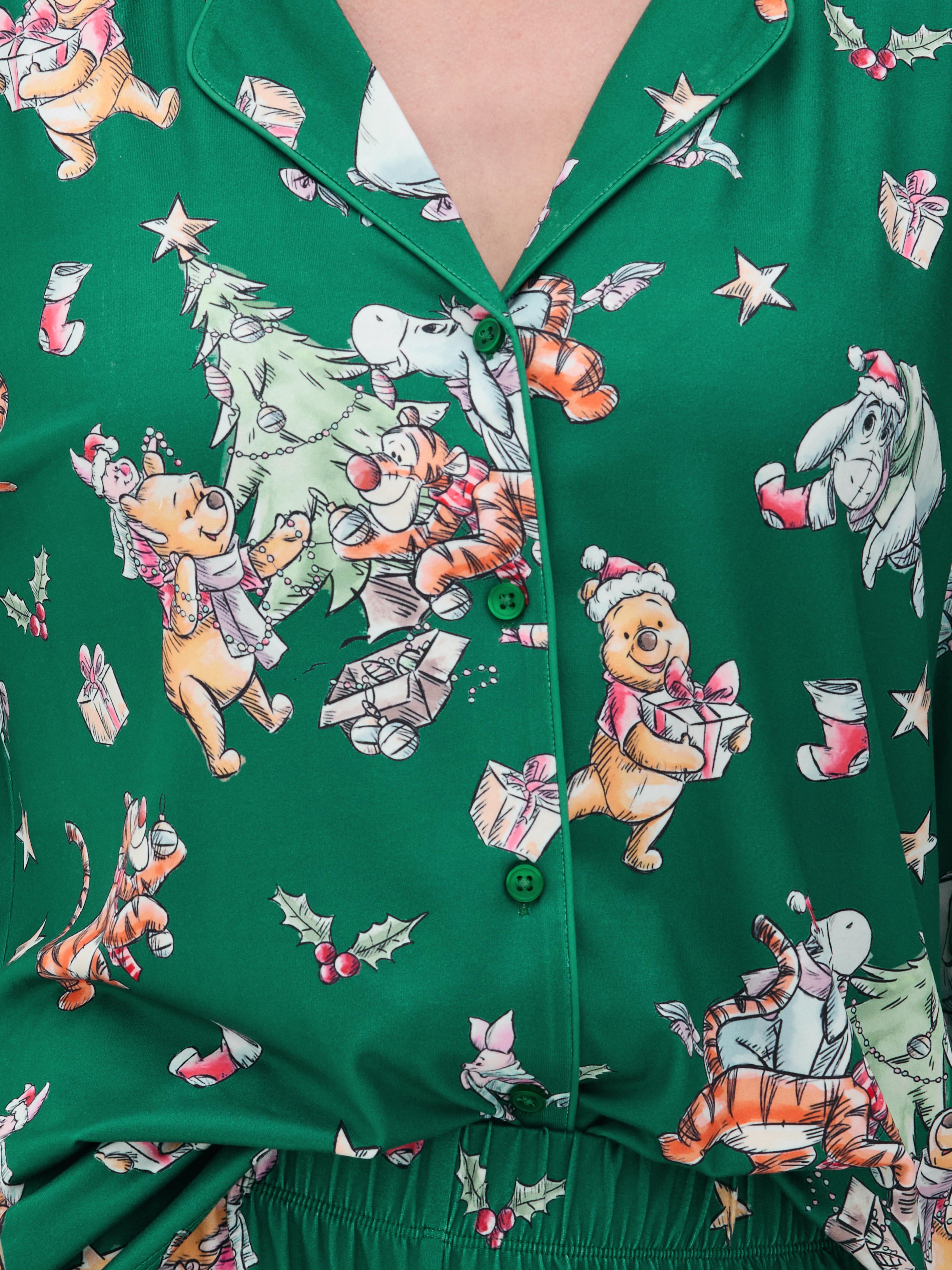 Womens Green Disney s Winnie the Pooh Long Sleeve Shirt Pyjamas Primark
