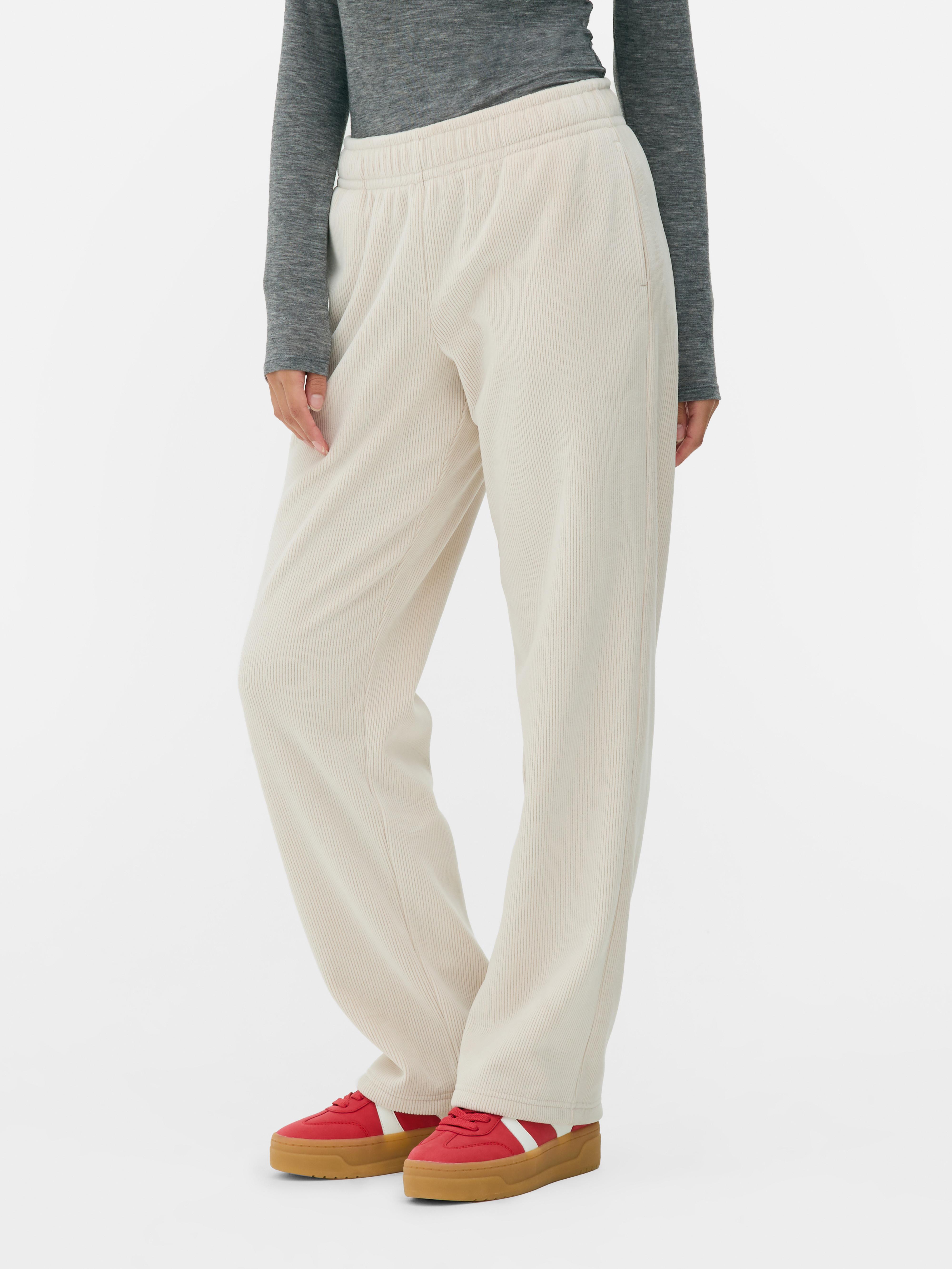 Cream ribbed joggers hotsell