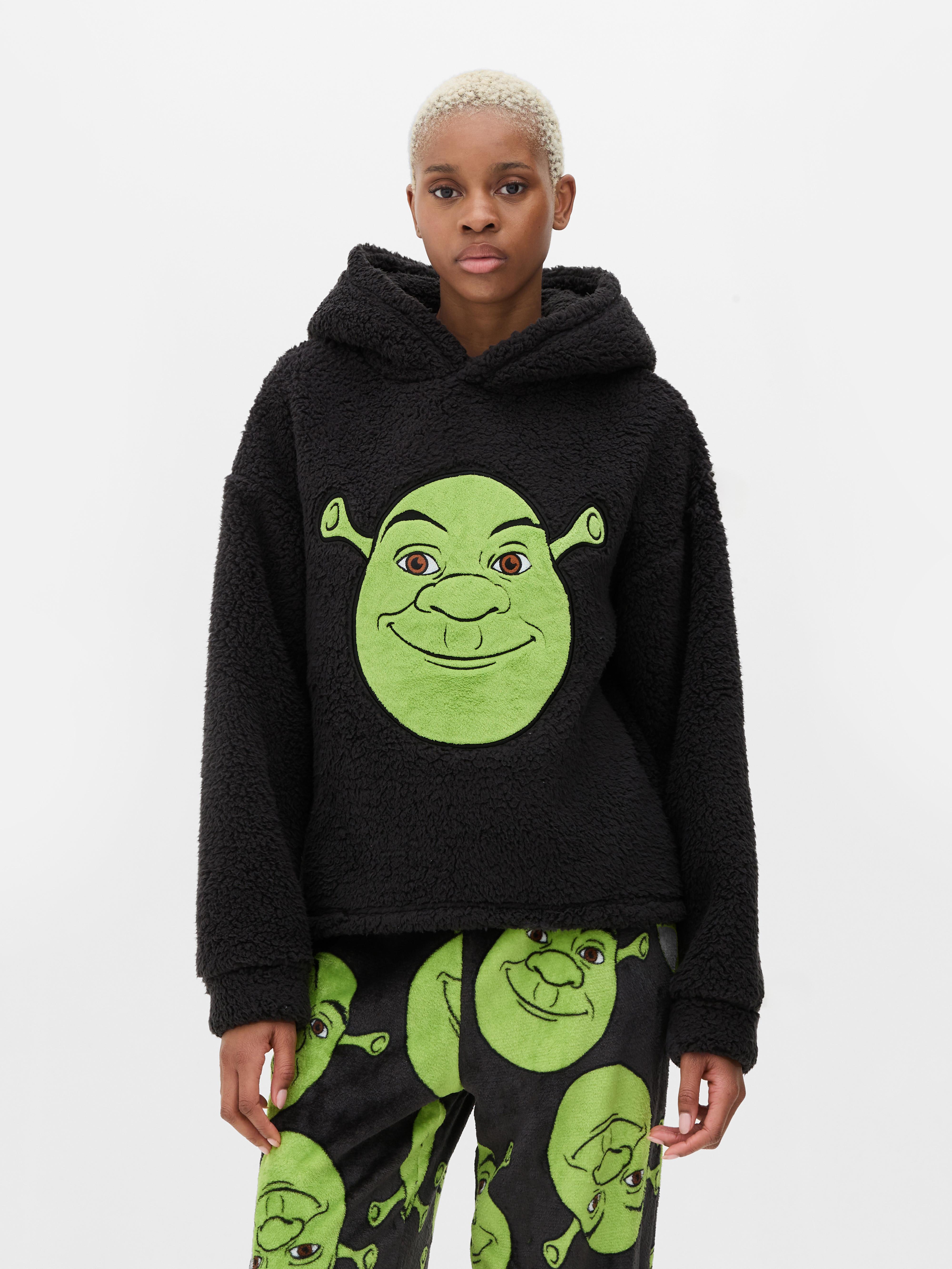 Womens Charcoal Shrek Character Co ord Fleece Pyjama Hoodie Primark