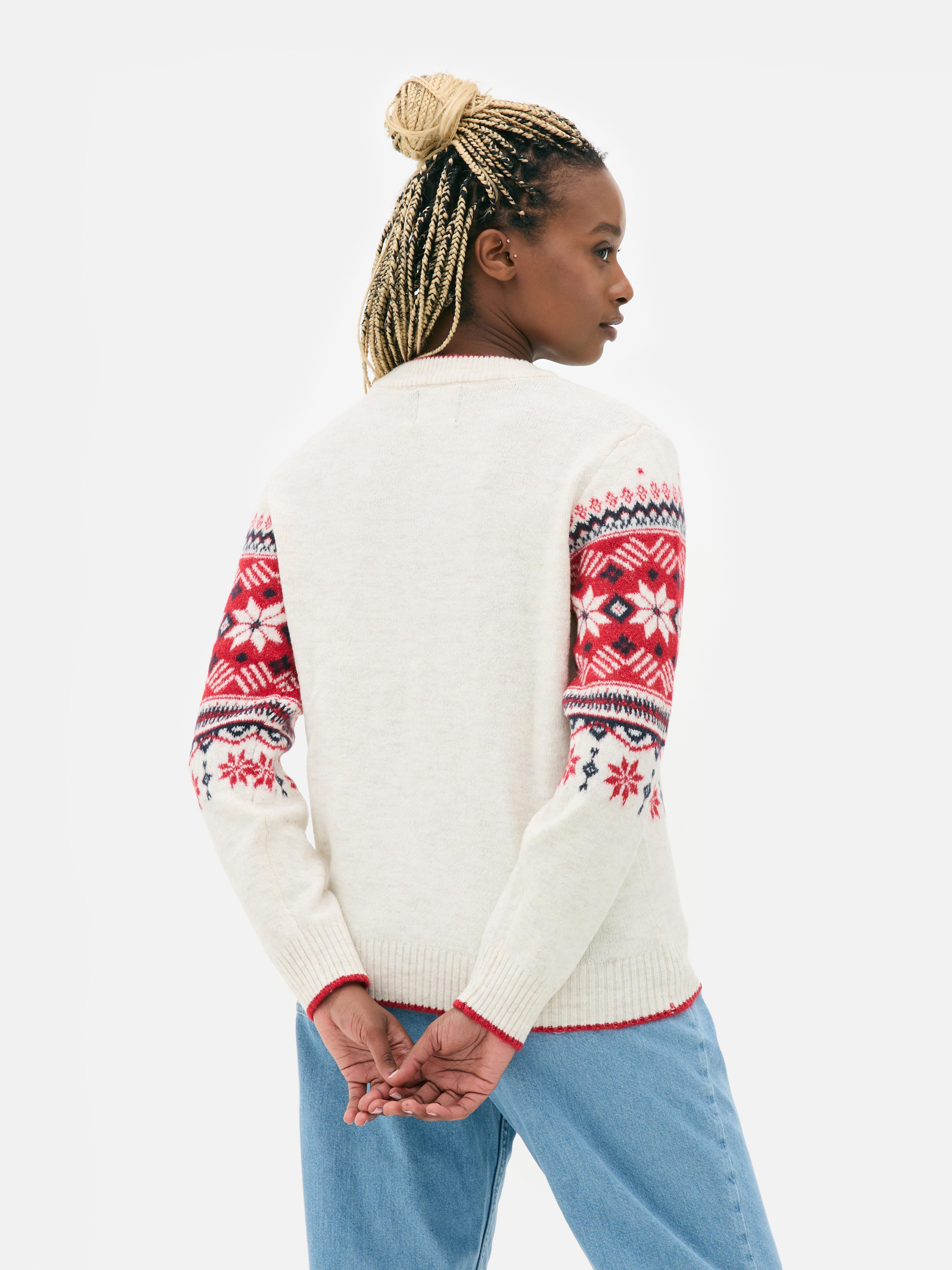 Womens Ivory Women s Fair Isle Christmas Family Matching Jumper Primark
