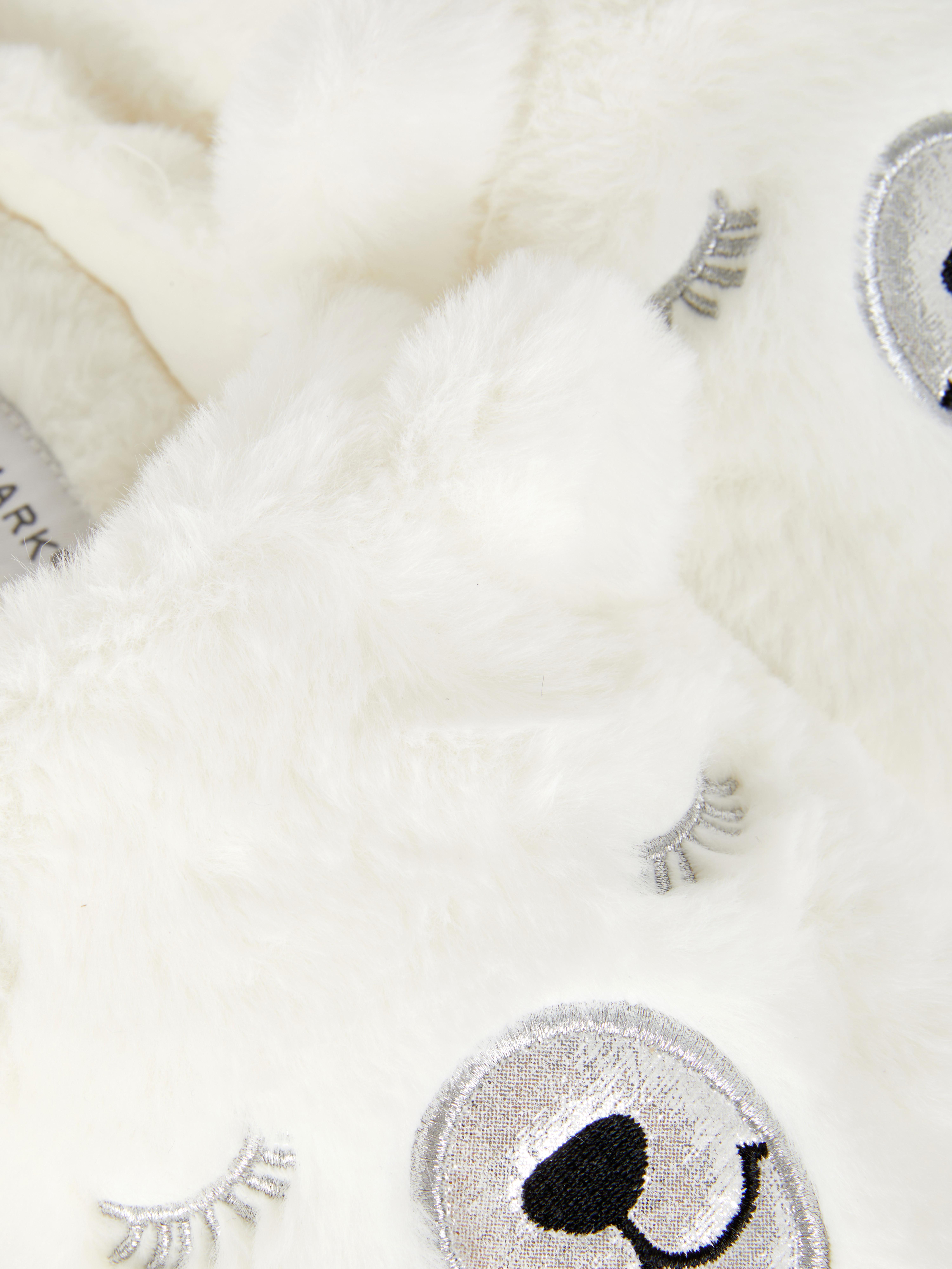 Women's White Fluffy Polar Bear Mule Slippers Penneys