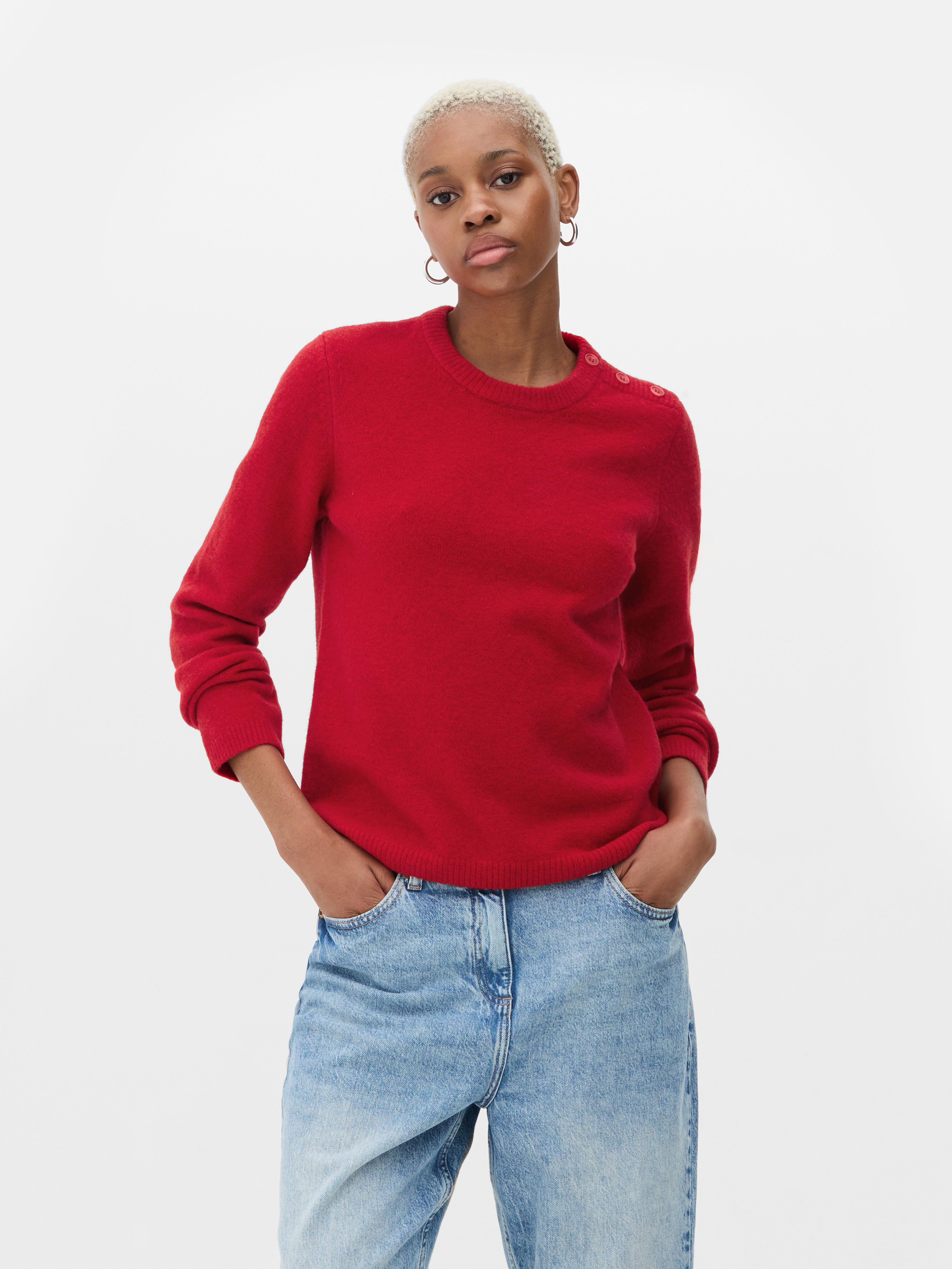 Womens Red Fine Gauge Knit Jumper Primark