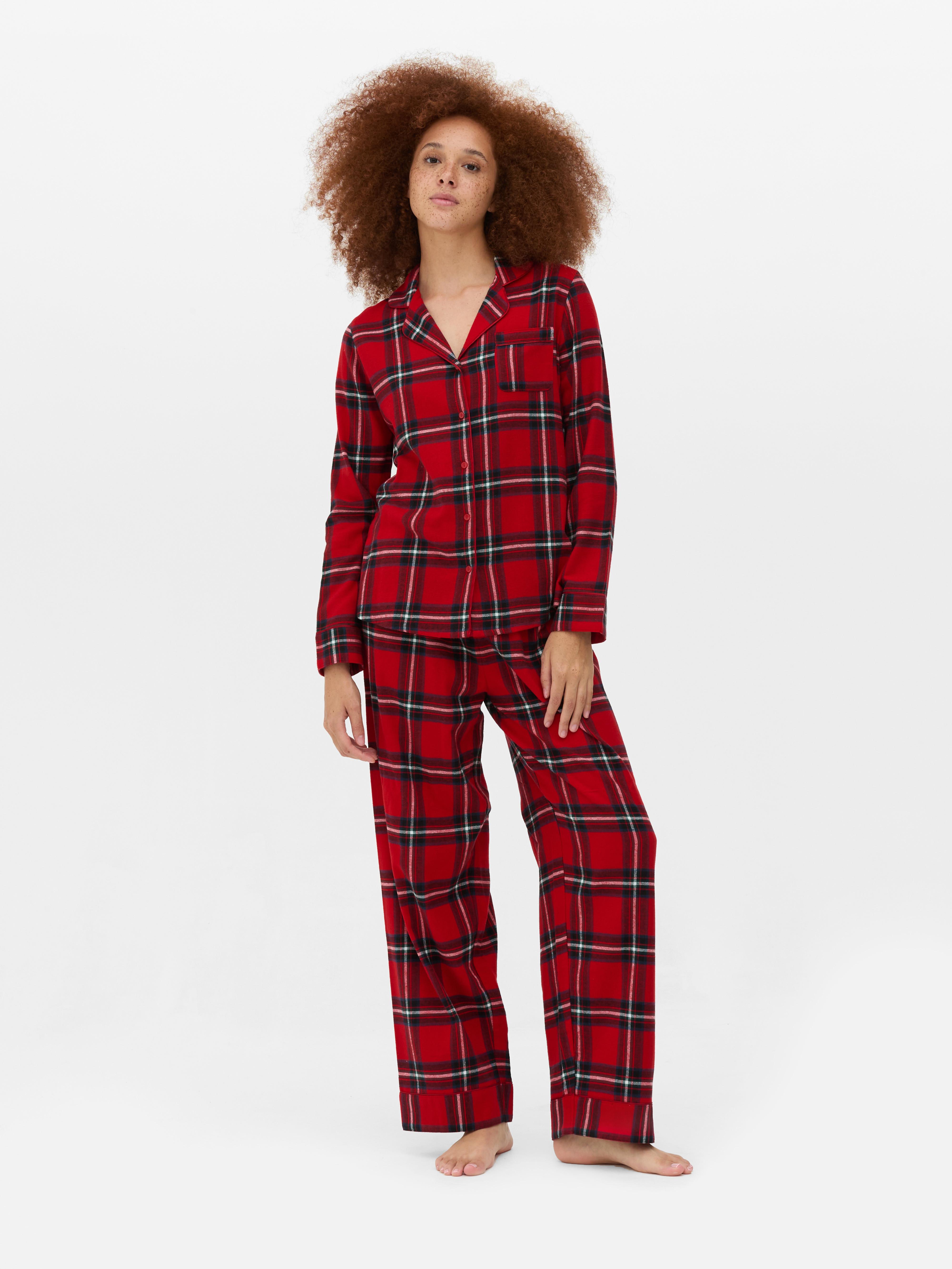 Red tartan flannel pyjamas sale