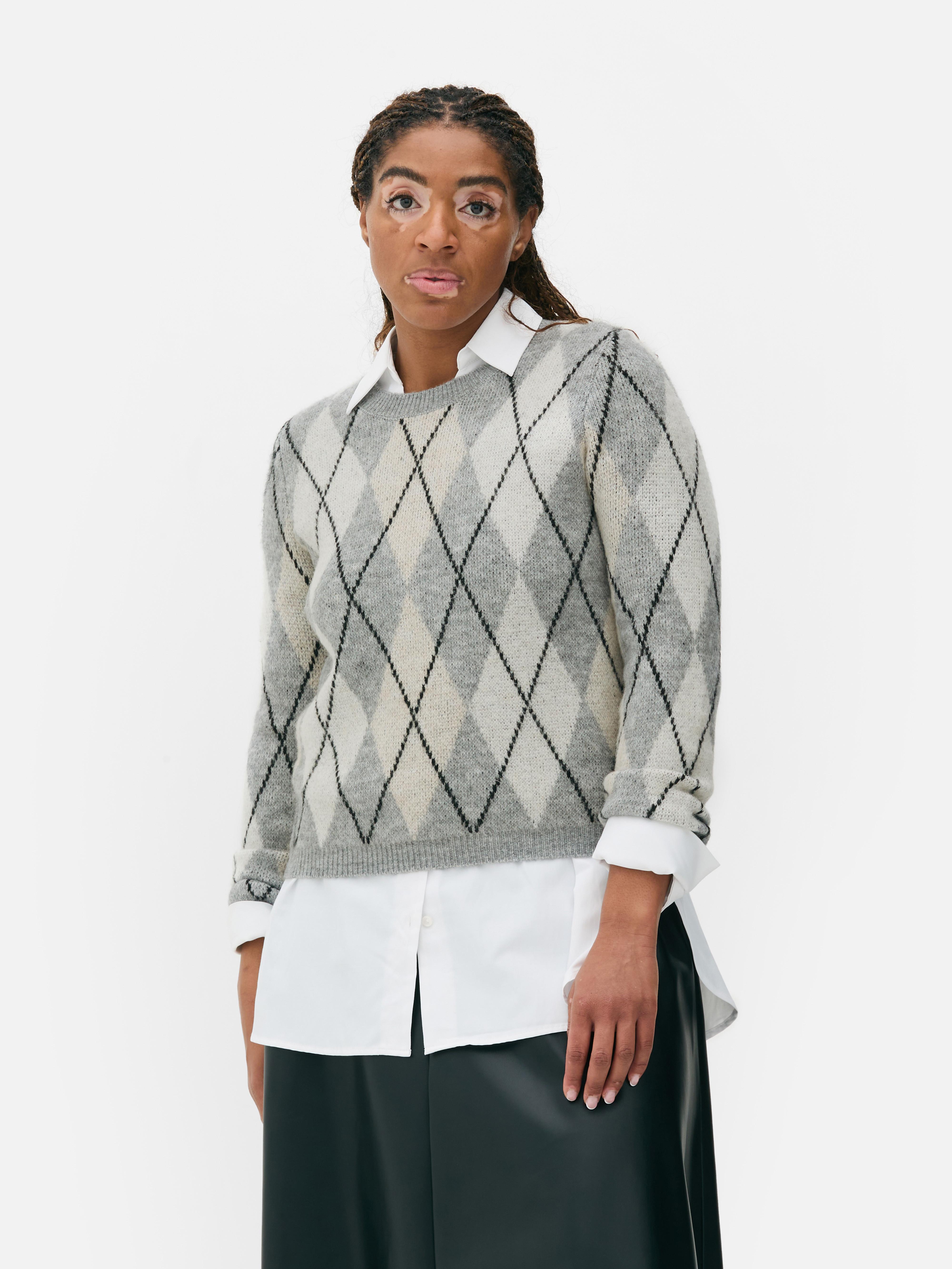 Grey argyle sweater best sale