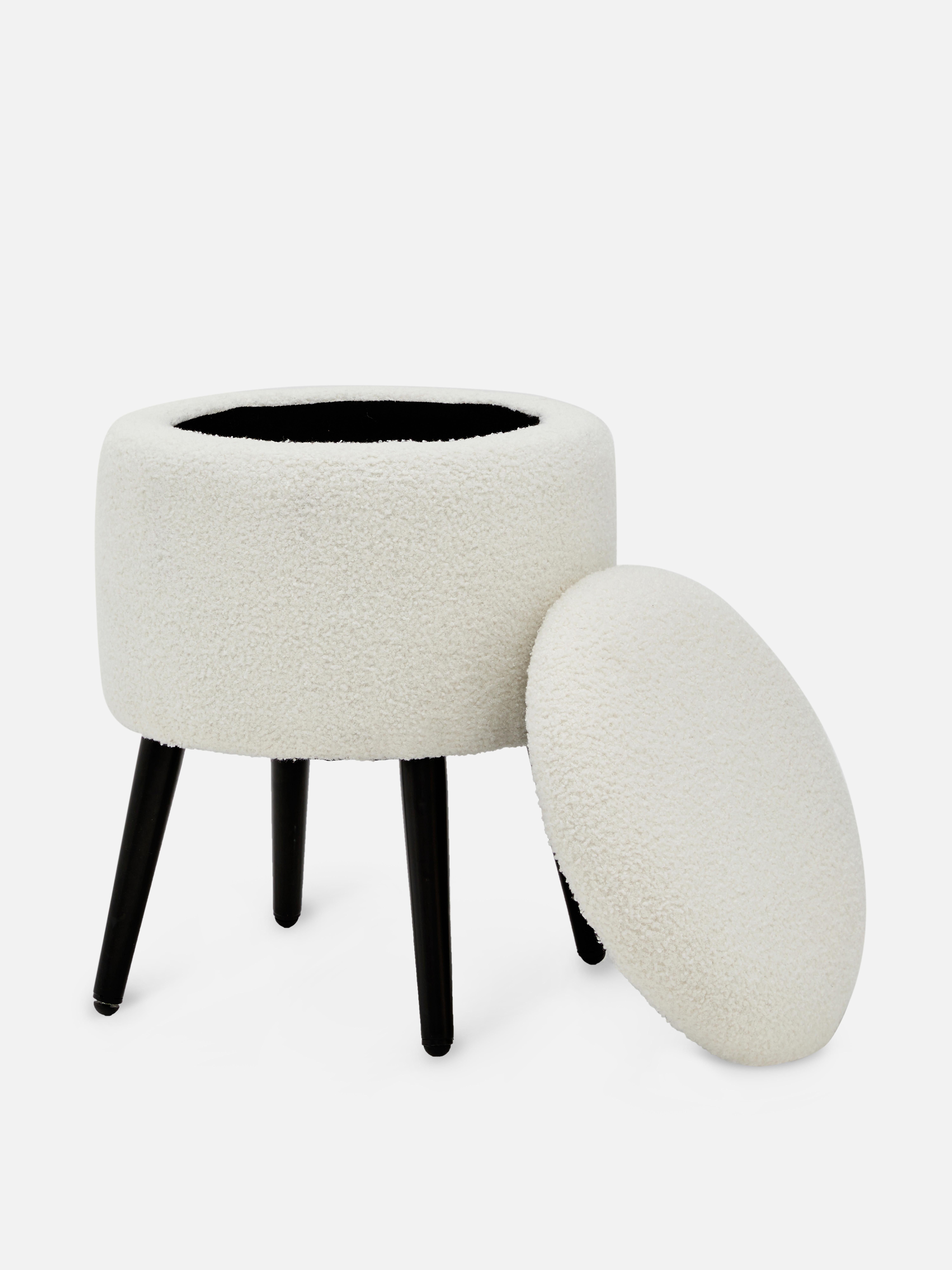 Taburete de almacenamiento de bouclé