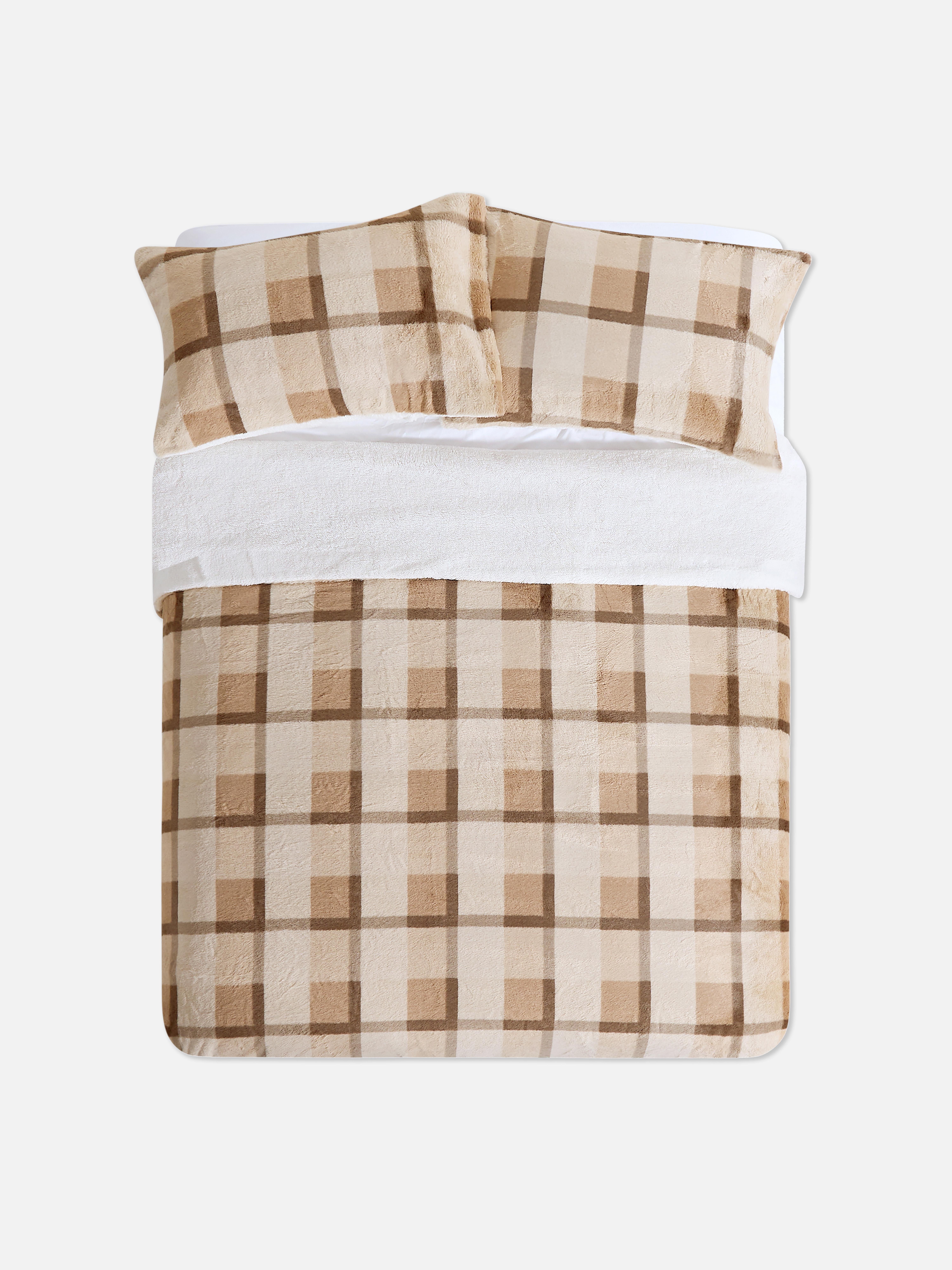 Natural Checked Soft King Duvet Cover Set Penneys