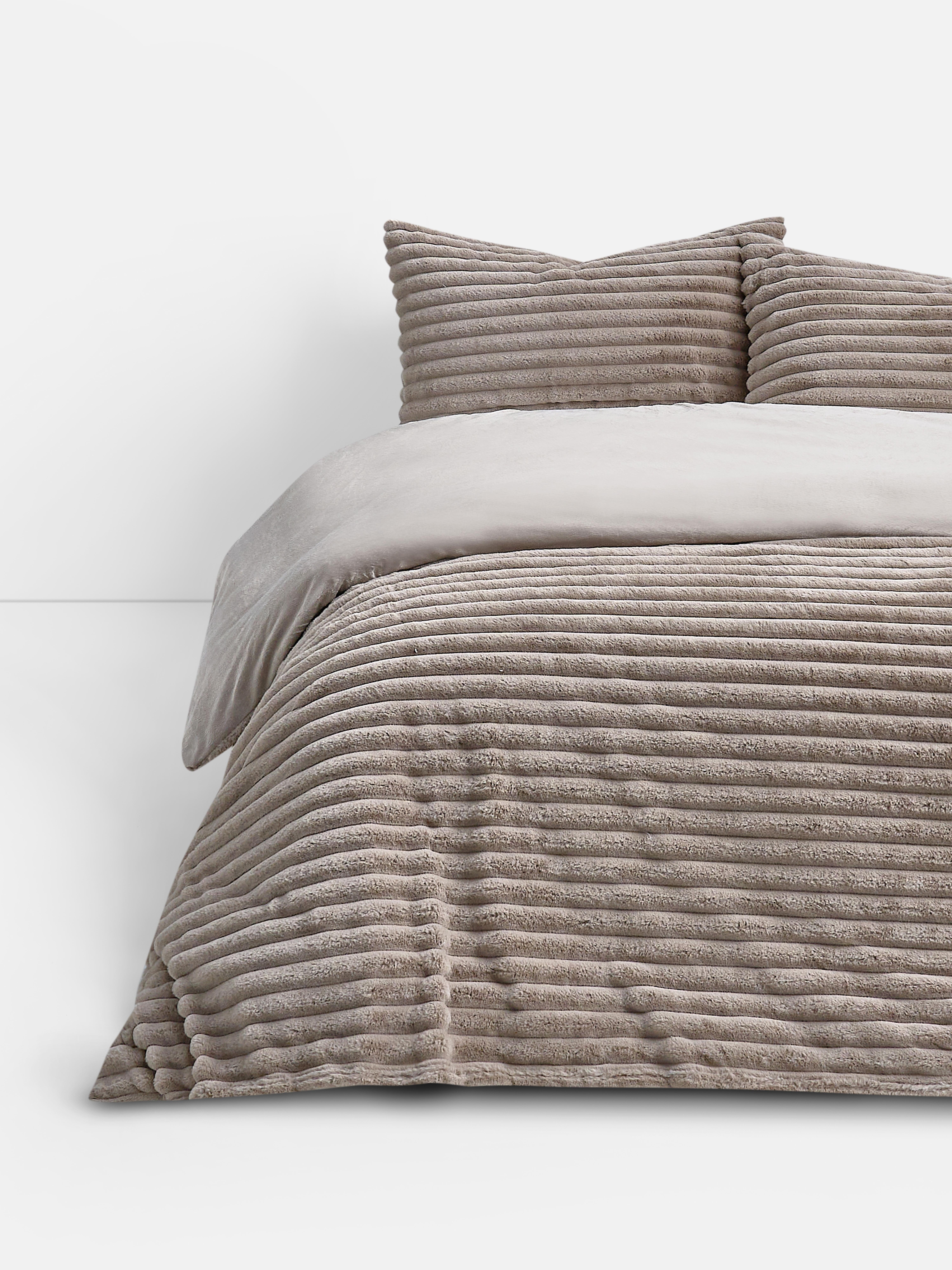 Brown Ribbed Velour King Duvet Cover Set Penneys