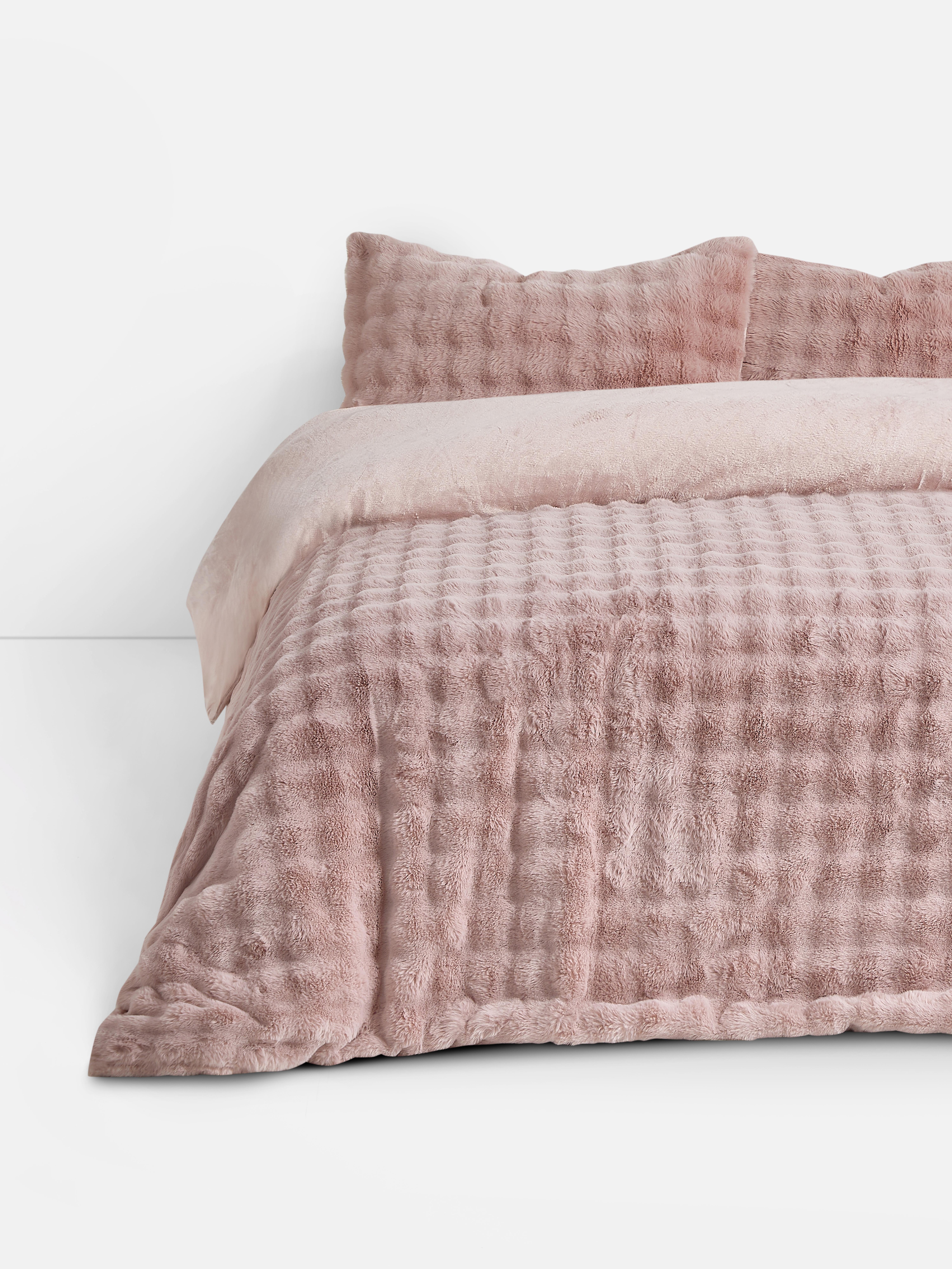 Pink Bubble Texture Fleece Double Duvet Cover Set Penneys