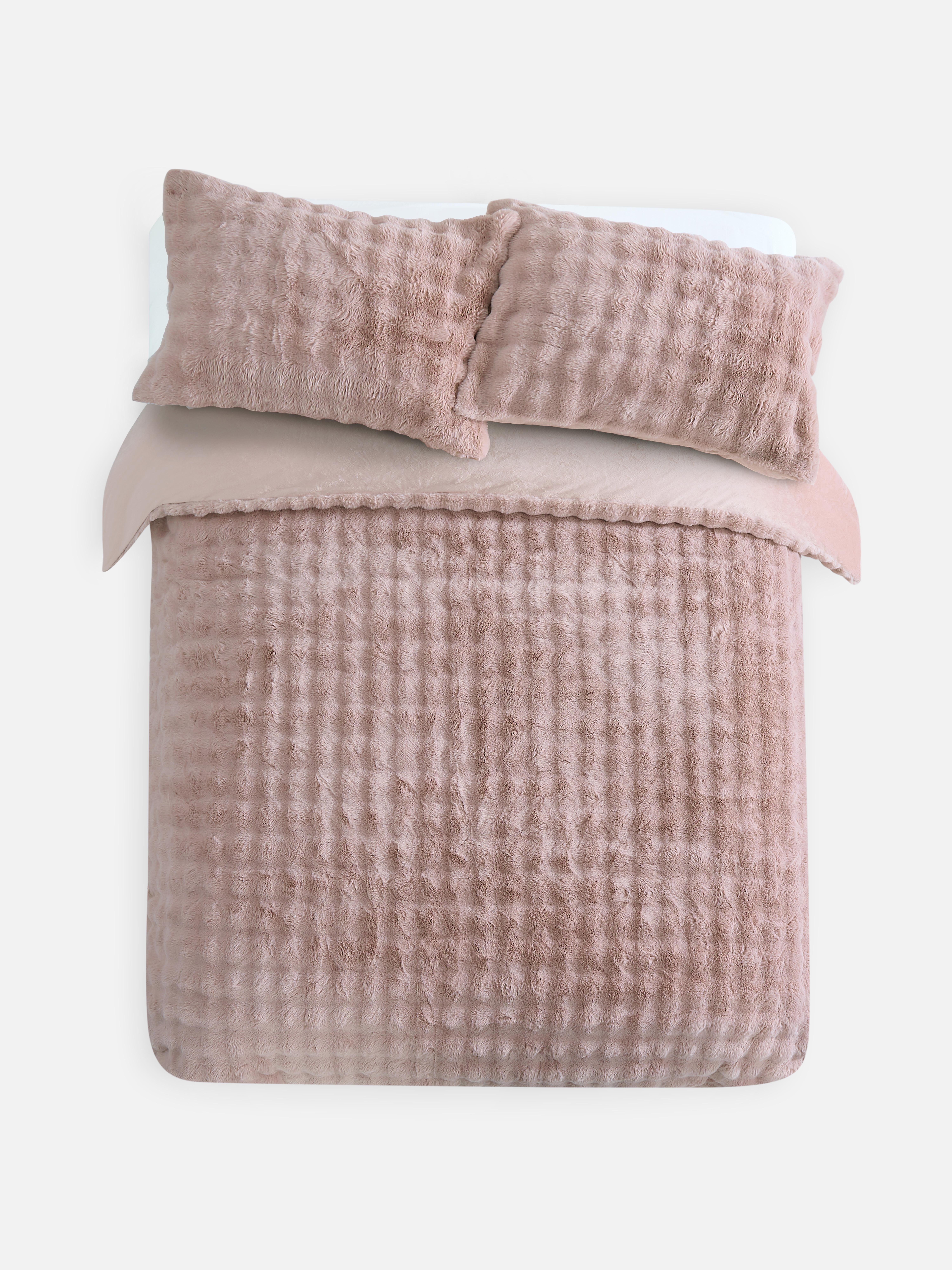 Pink Bubble Texture Fleece Double Duvet Cover Set Penneys