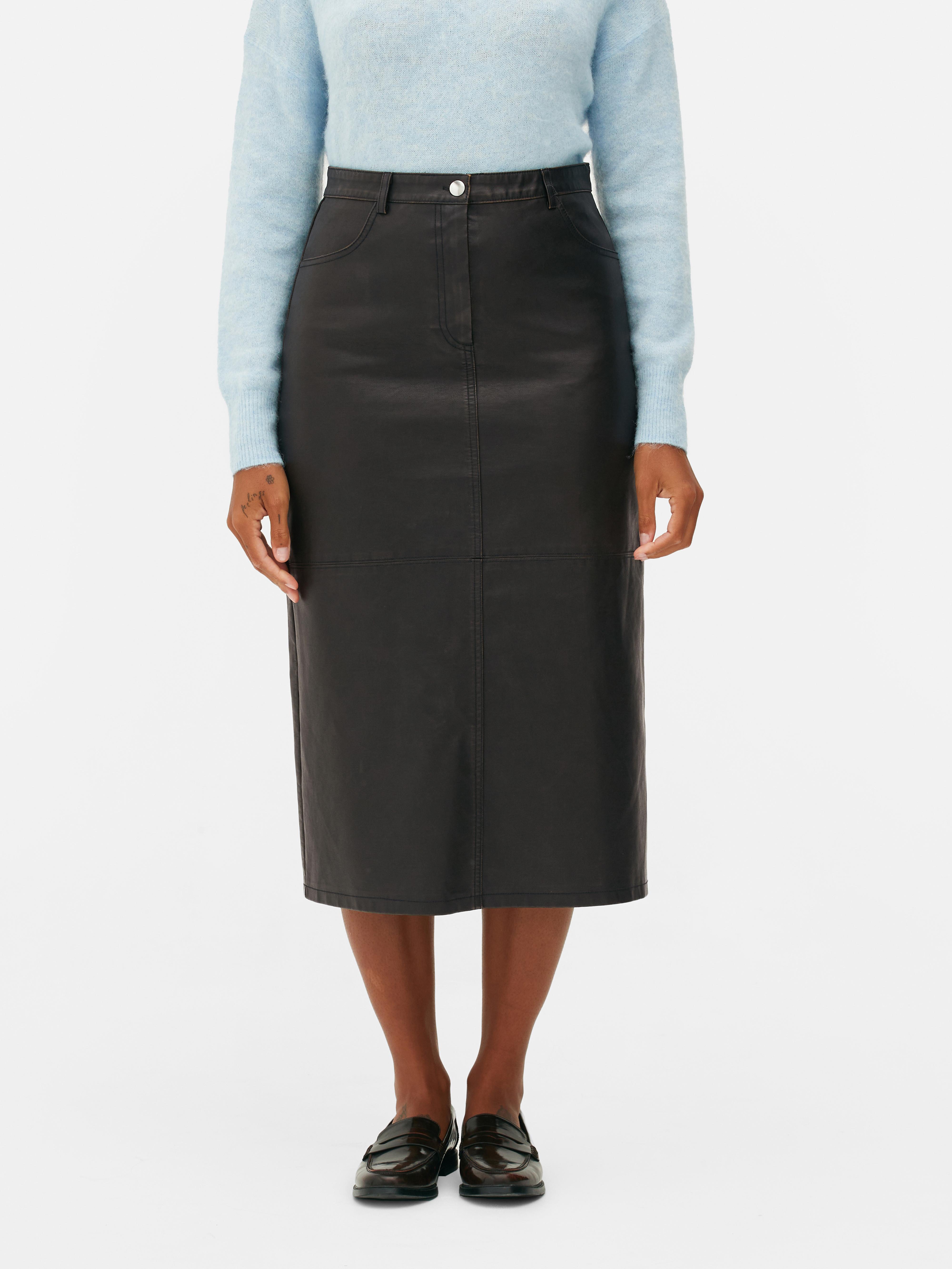 Leather pleated midi skirt primark best sale