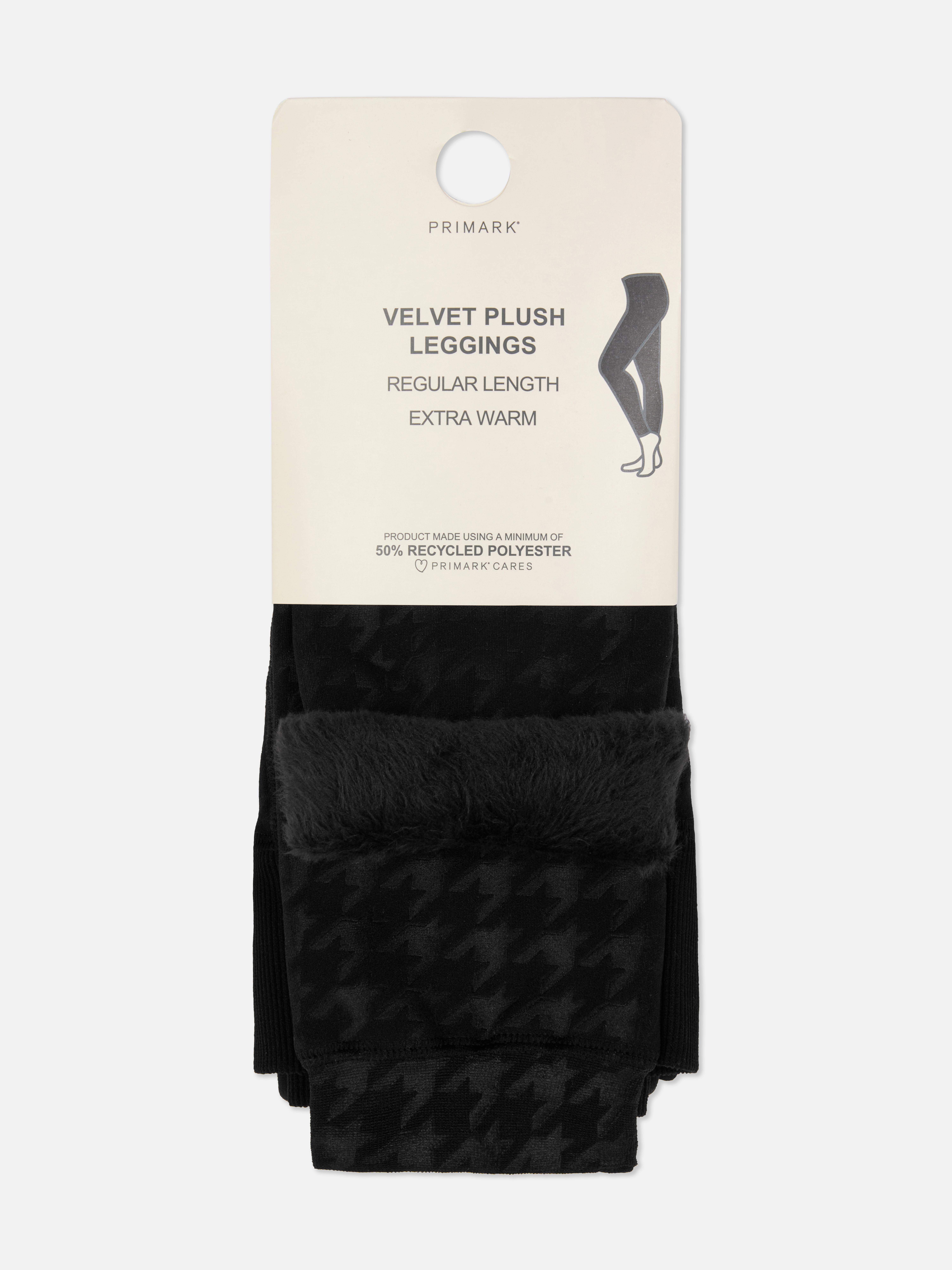 Womens Black Velvet Plush Leggings Primark