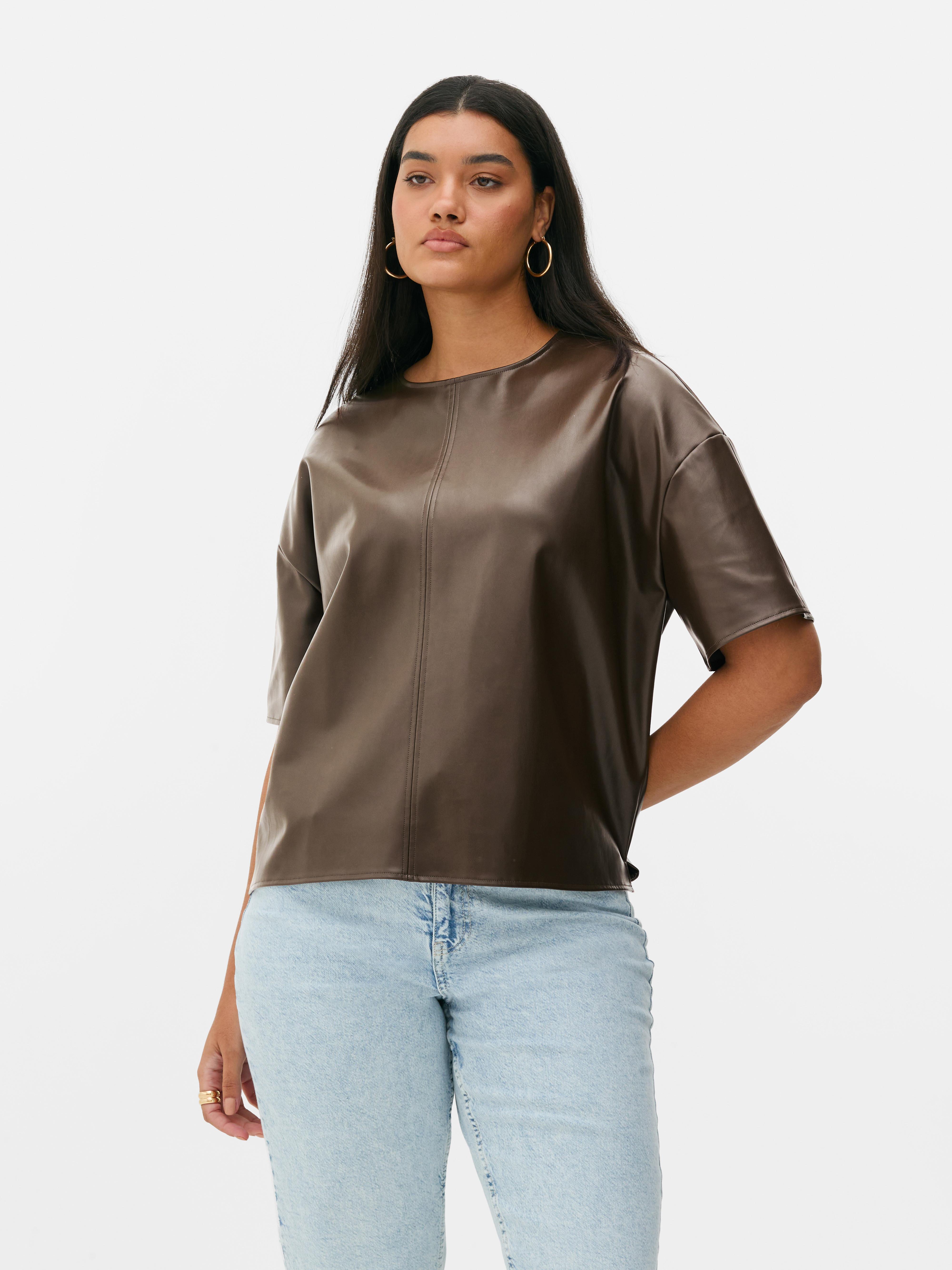 Women s Brown Faux Leather T Shirt Penneys