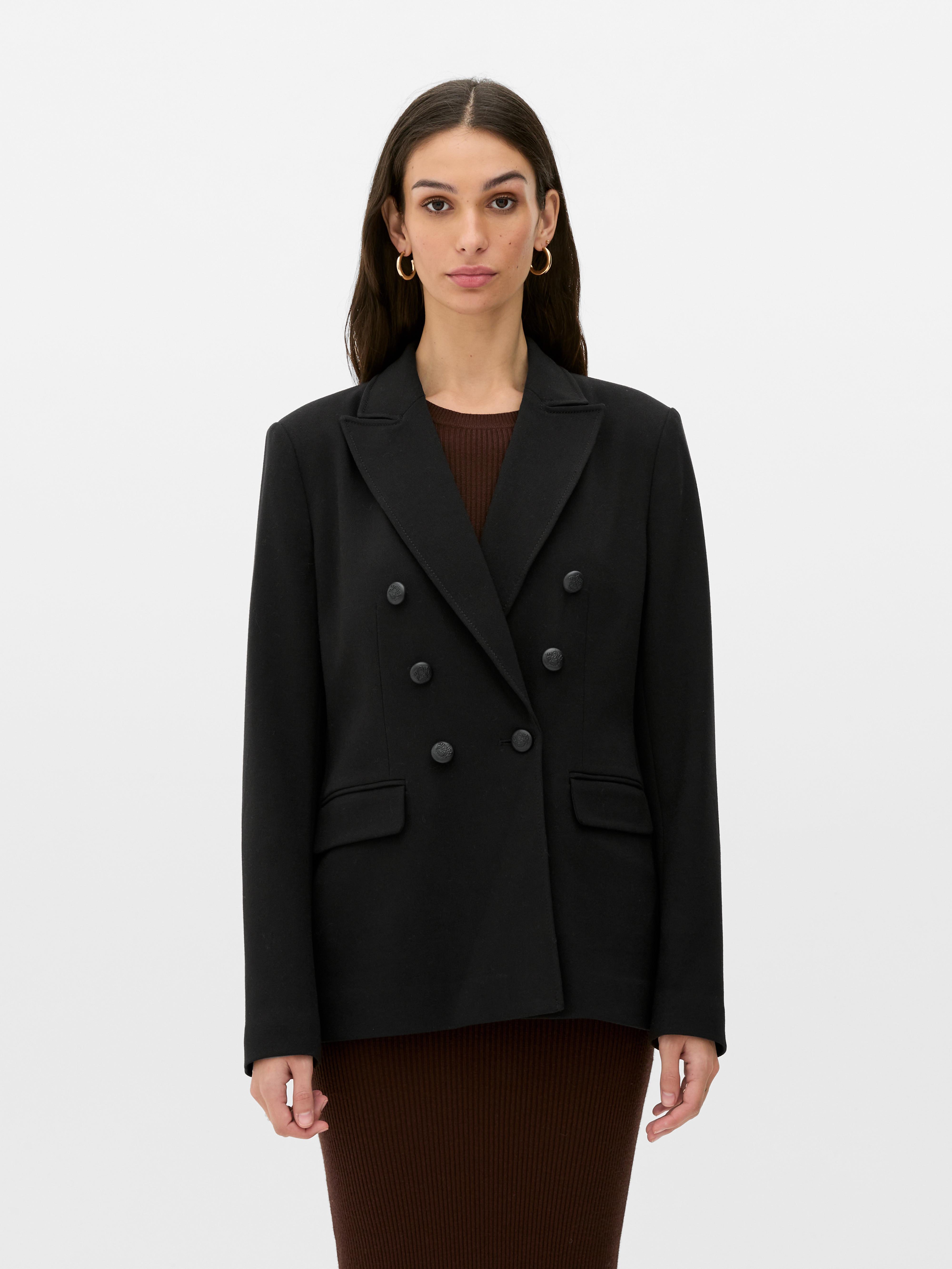 Women's Black Crepe Double-Breasted Blazer | Primark