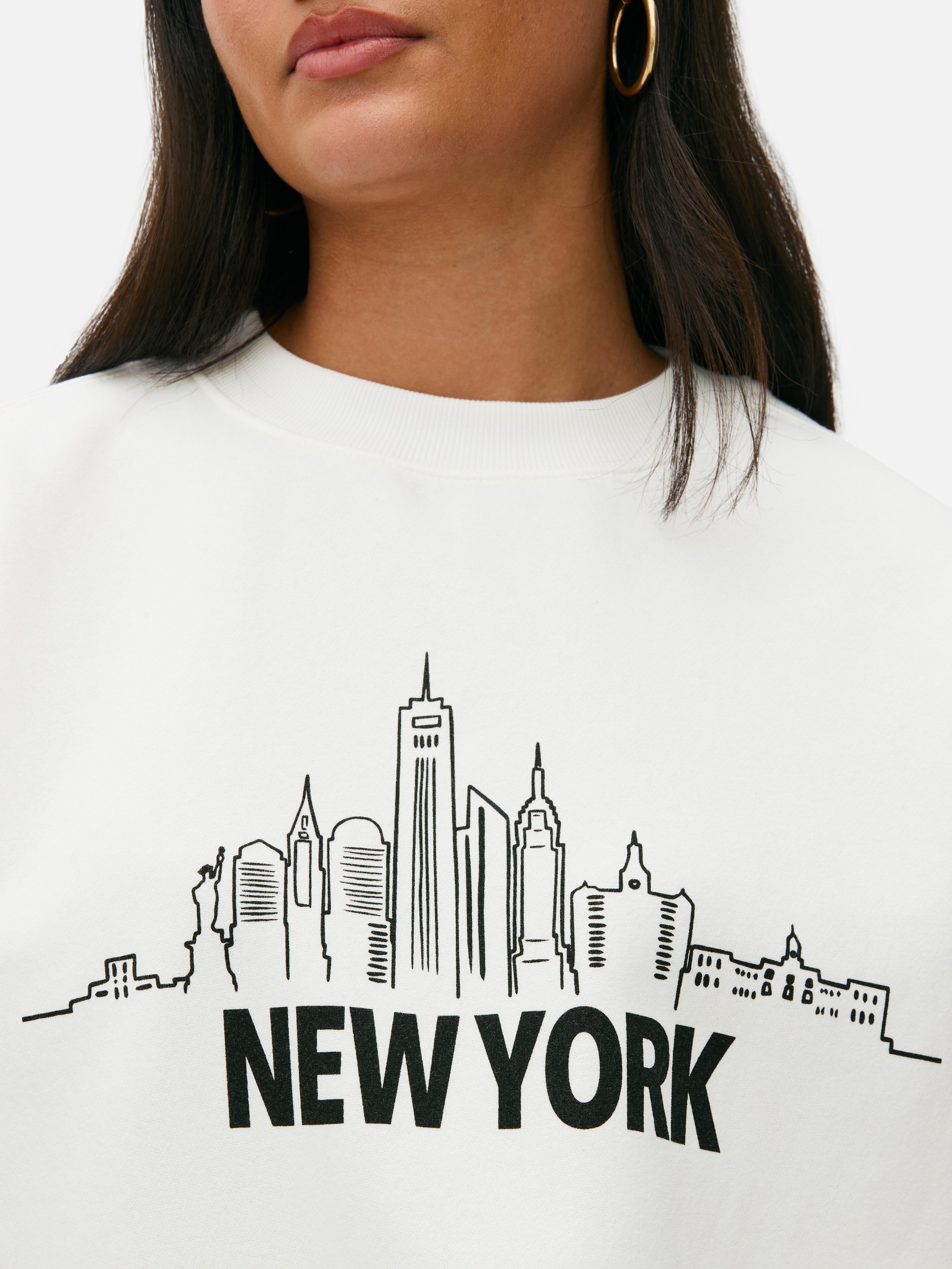 CITY SHOP PE WASH PULLOVER カットソーホワイト Loose Fit Printed Sweatshirt - White/New York - Men | H&M US