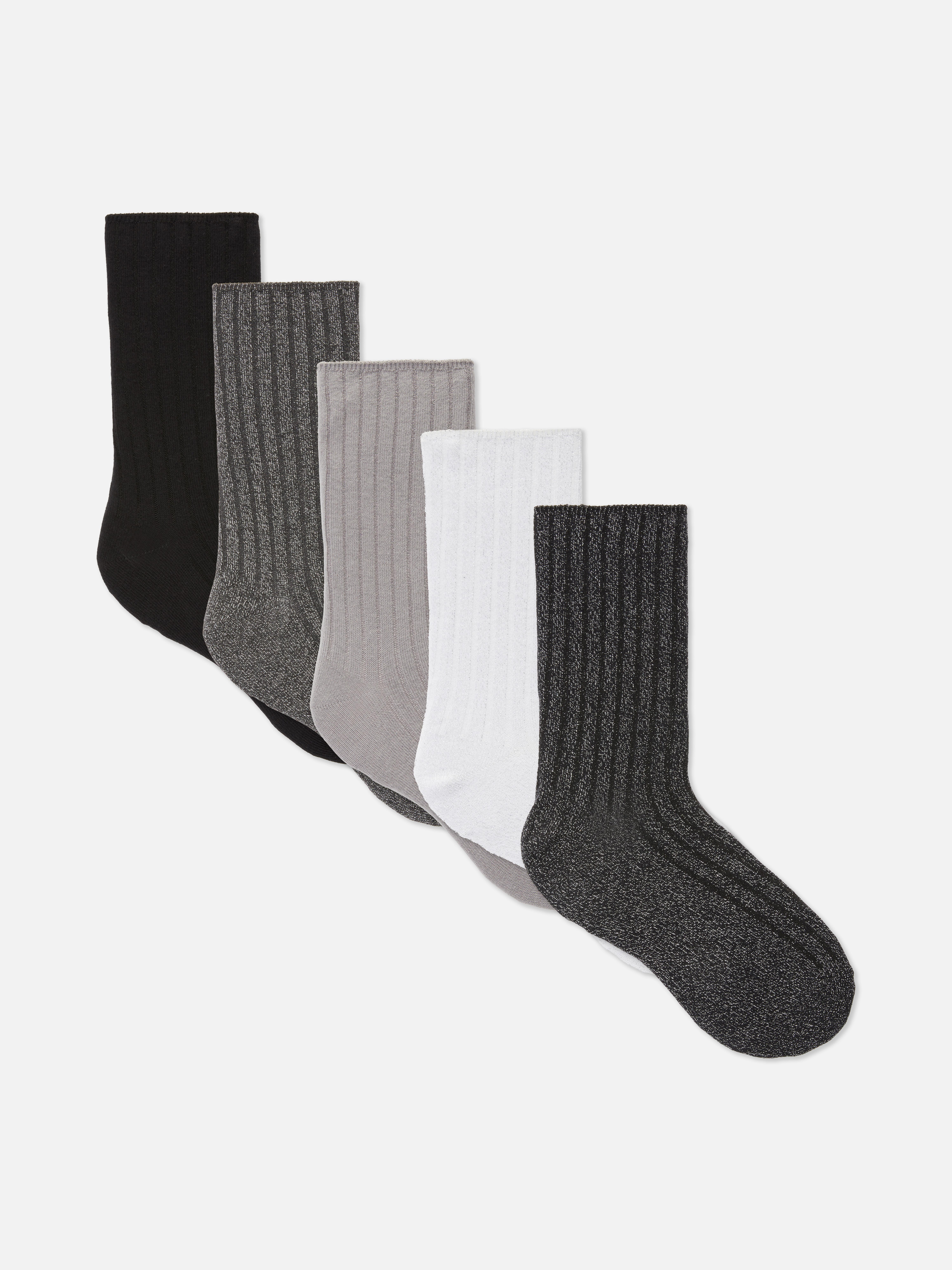5pk Ribbed Crew Socks