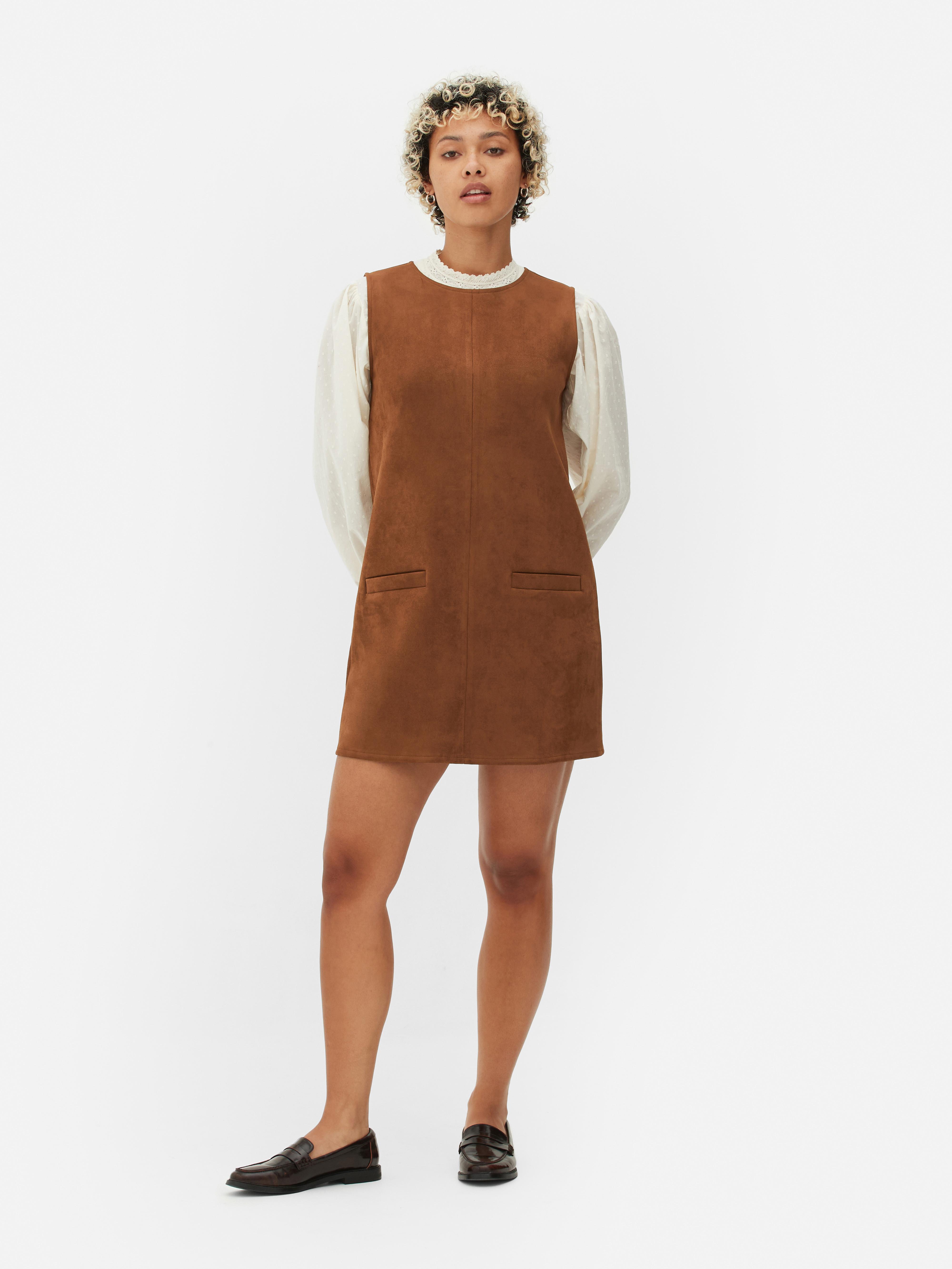 Robe chasuble en daim Marron Femme Primark