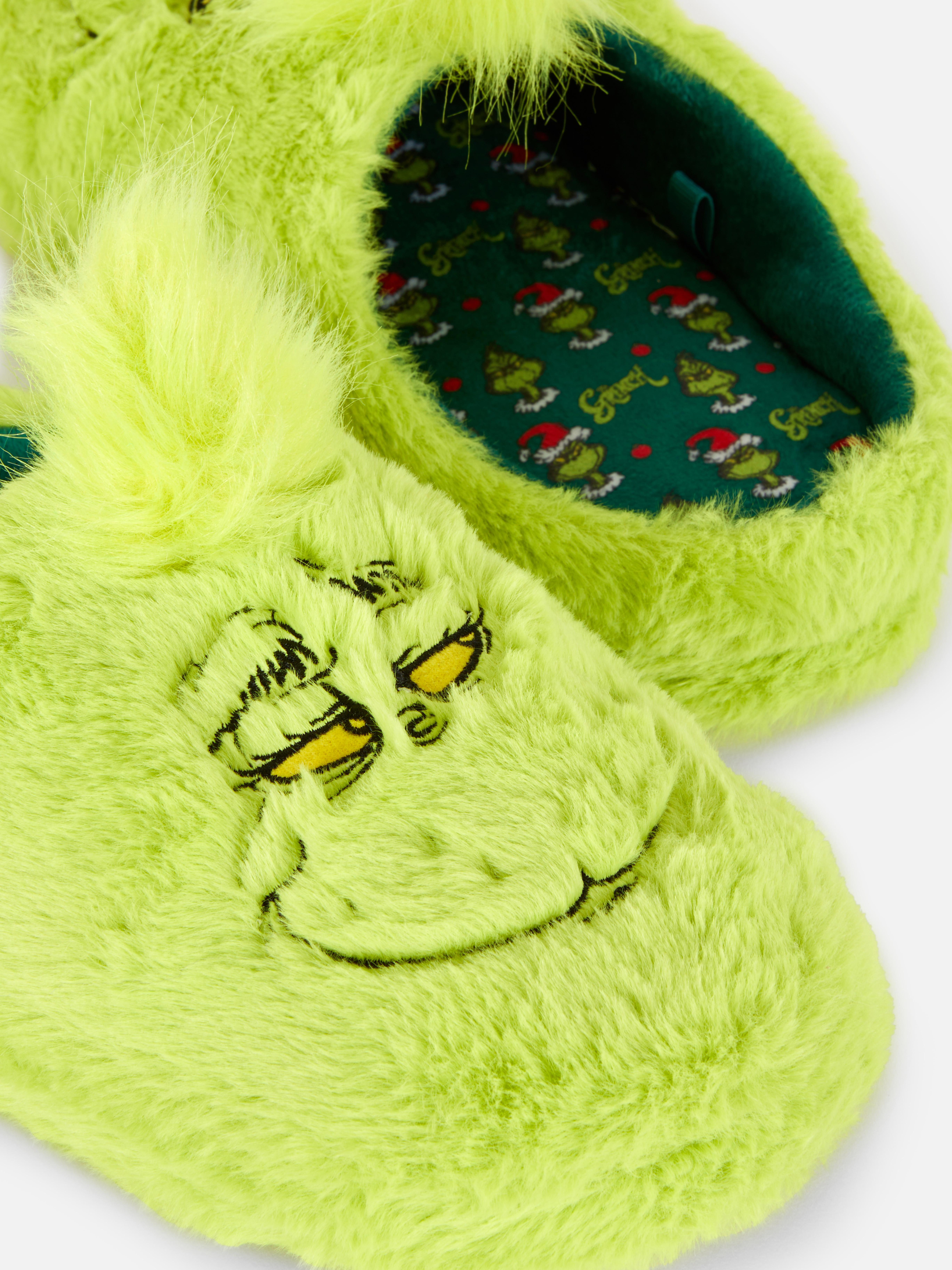Womens Green The Grinch Mule Slippers Primark