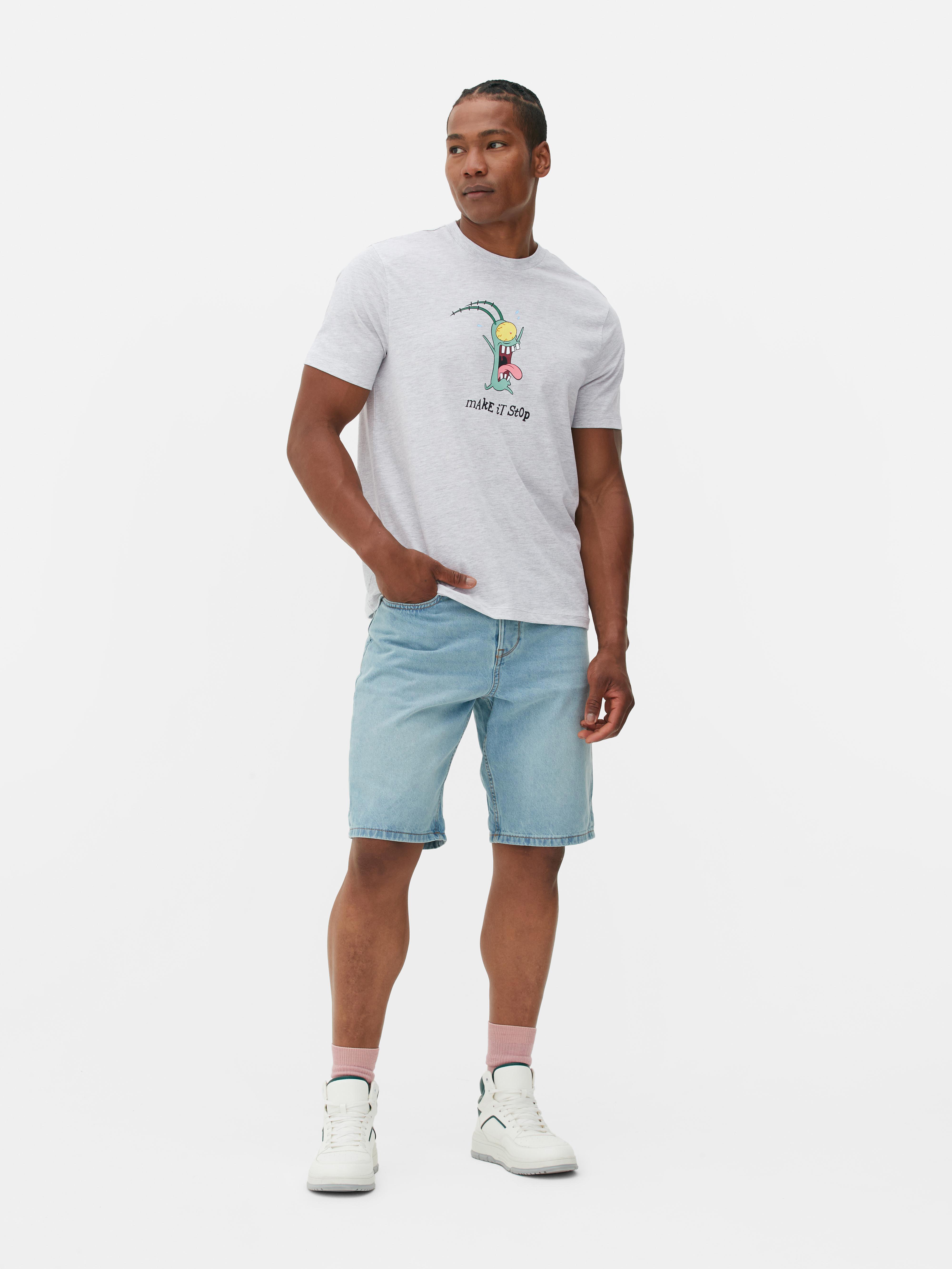 Mens Grey Marl SpongeBob SquarePants Plankton Graphic TShirt Primark