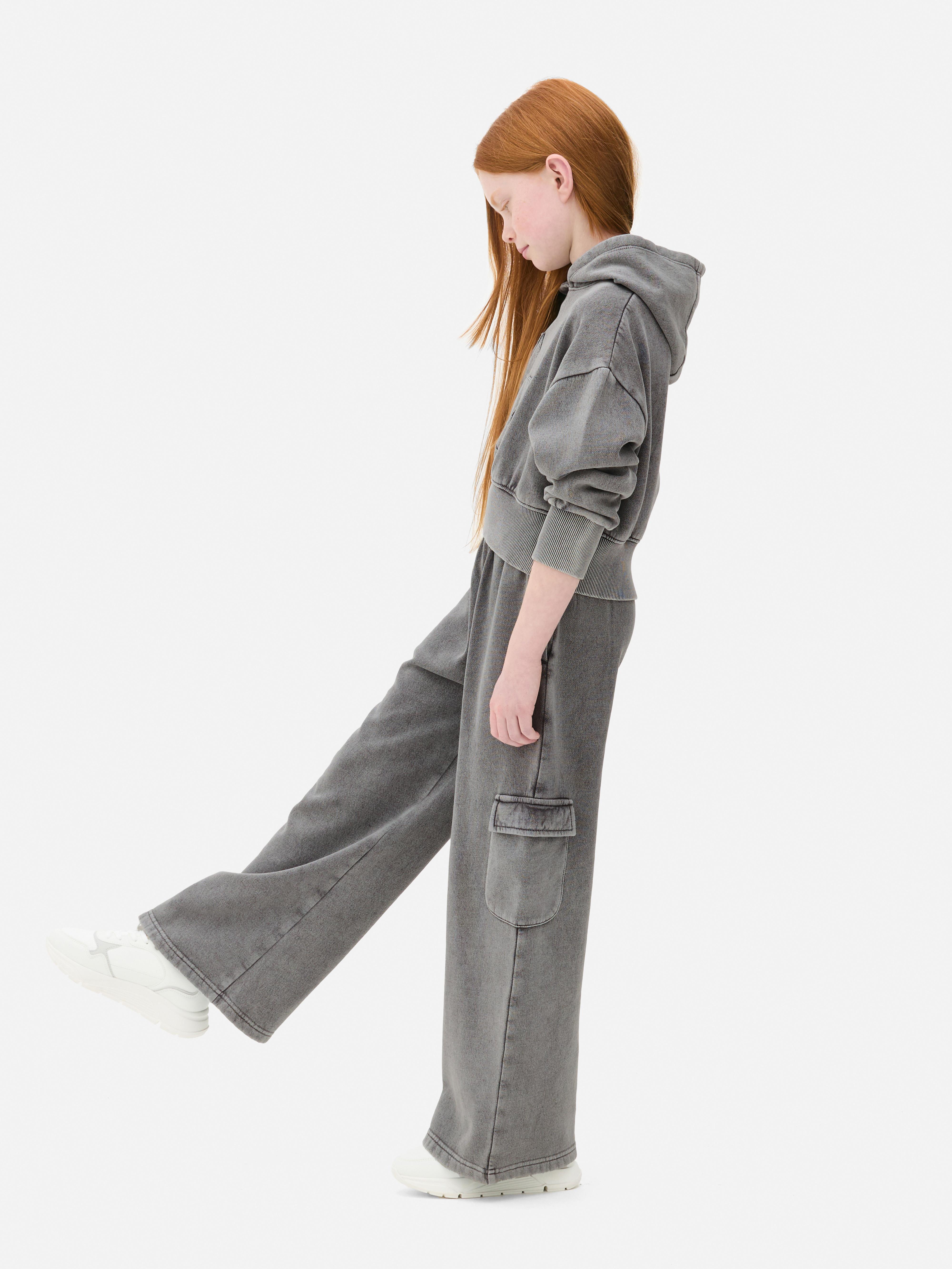 Wide Leg Acid Wash Cargo Joggers