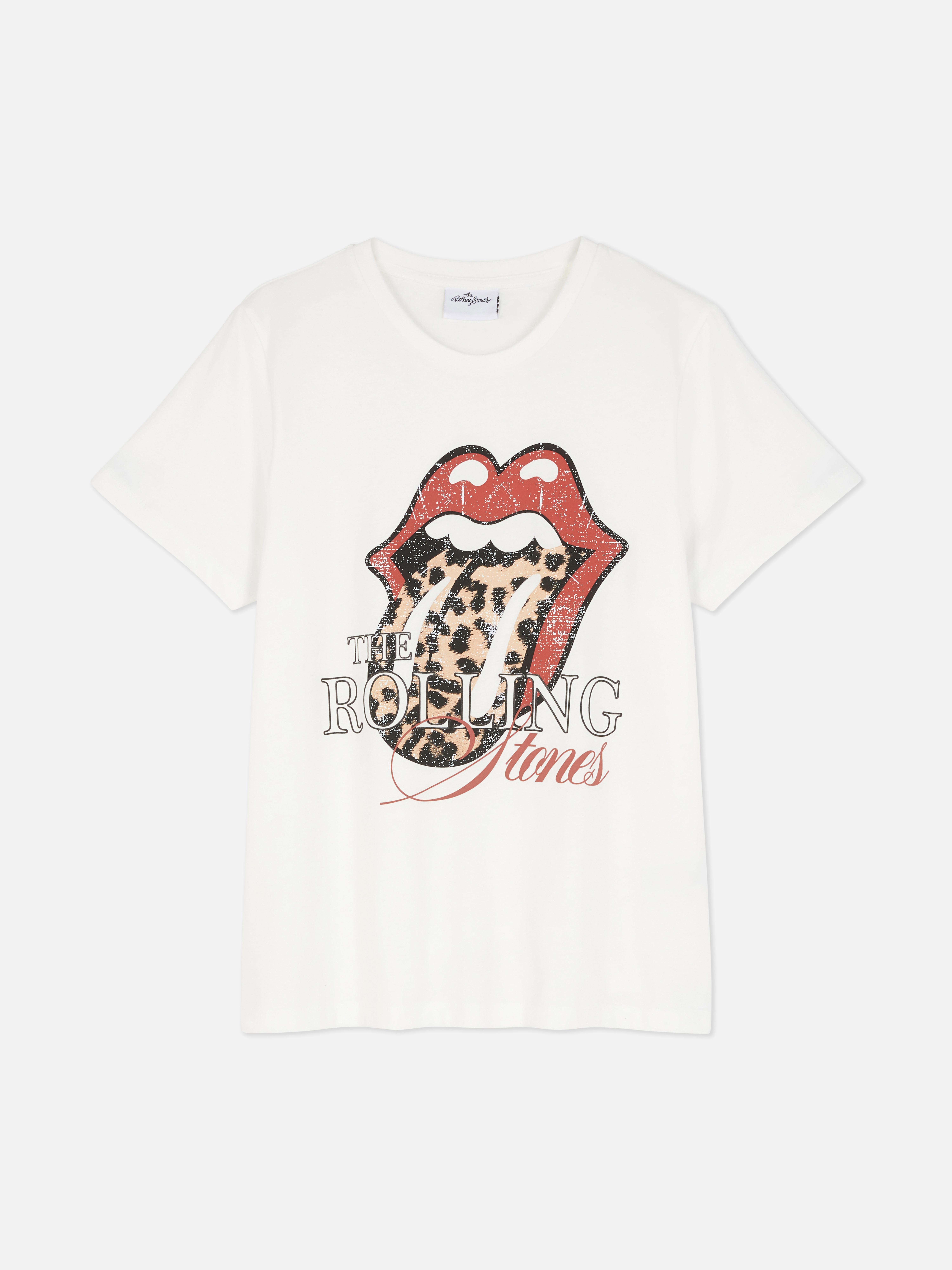Tshirt leopardo The Rolling Stones Marfim Mulher Primark